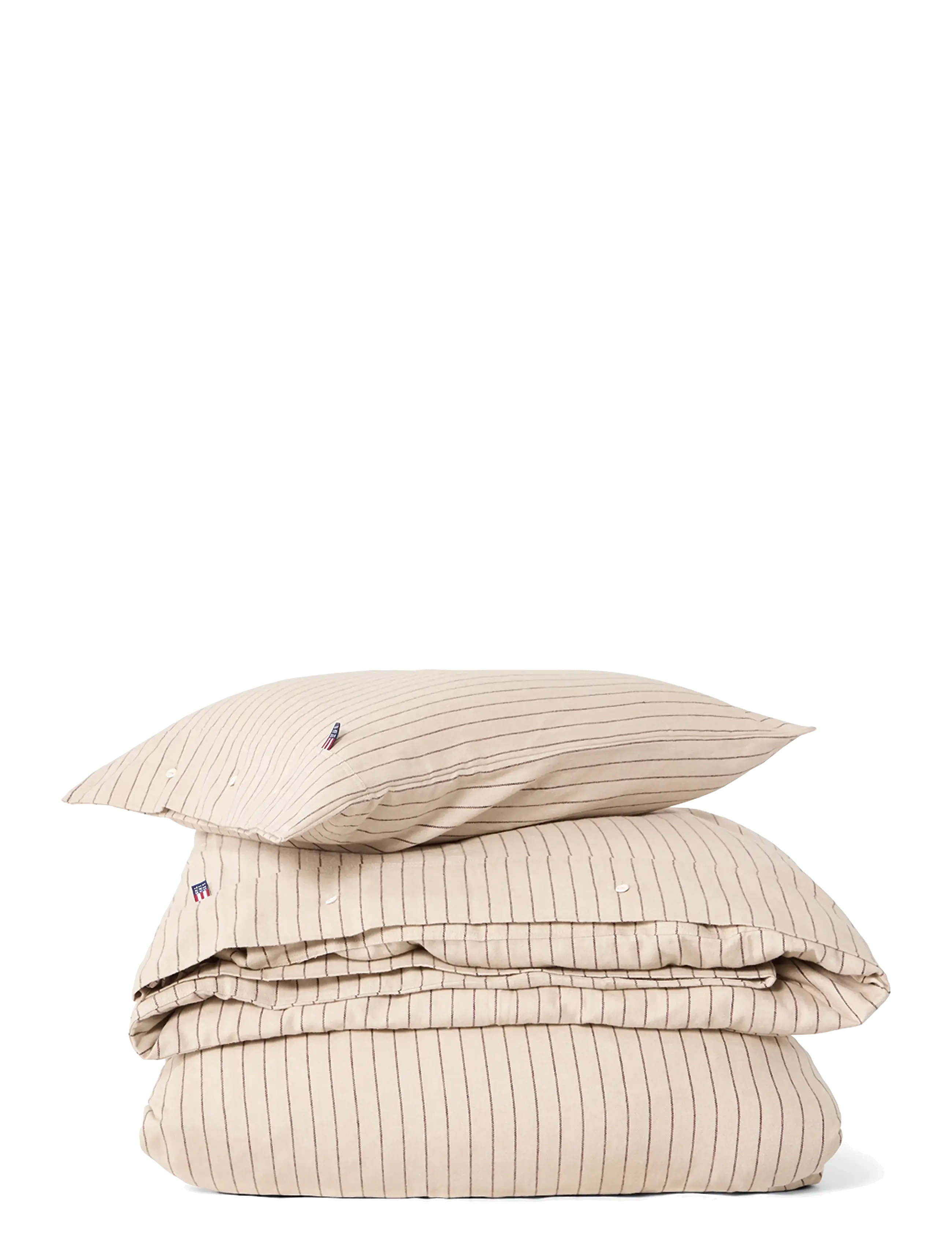 Lexington Home Beige/Brown Pin Striped Cotton Flannel Bed Set - Confirmation gifts - BEIGE/BROWN / beige