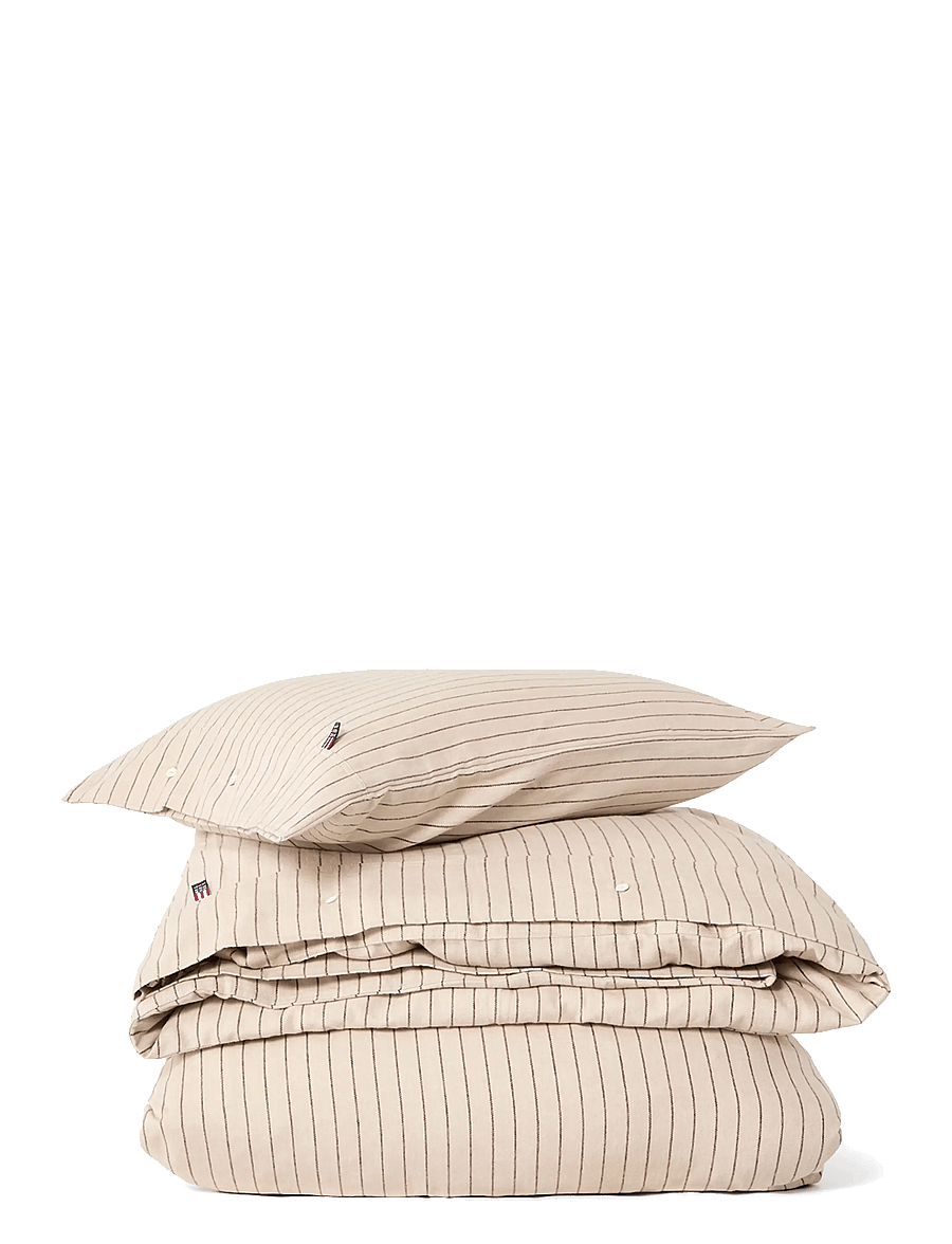 Lexington Home - Beige/Brown Pin Striped Cotton Flannel Bed Set - bettwäsche-set - beige/brown - 0