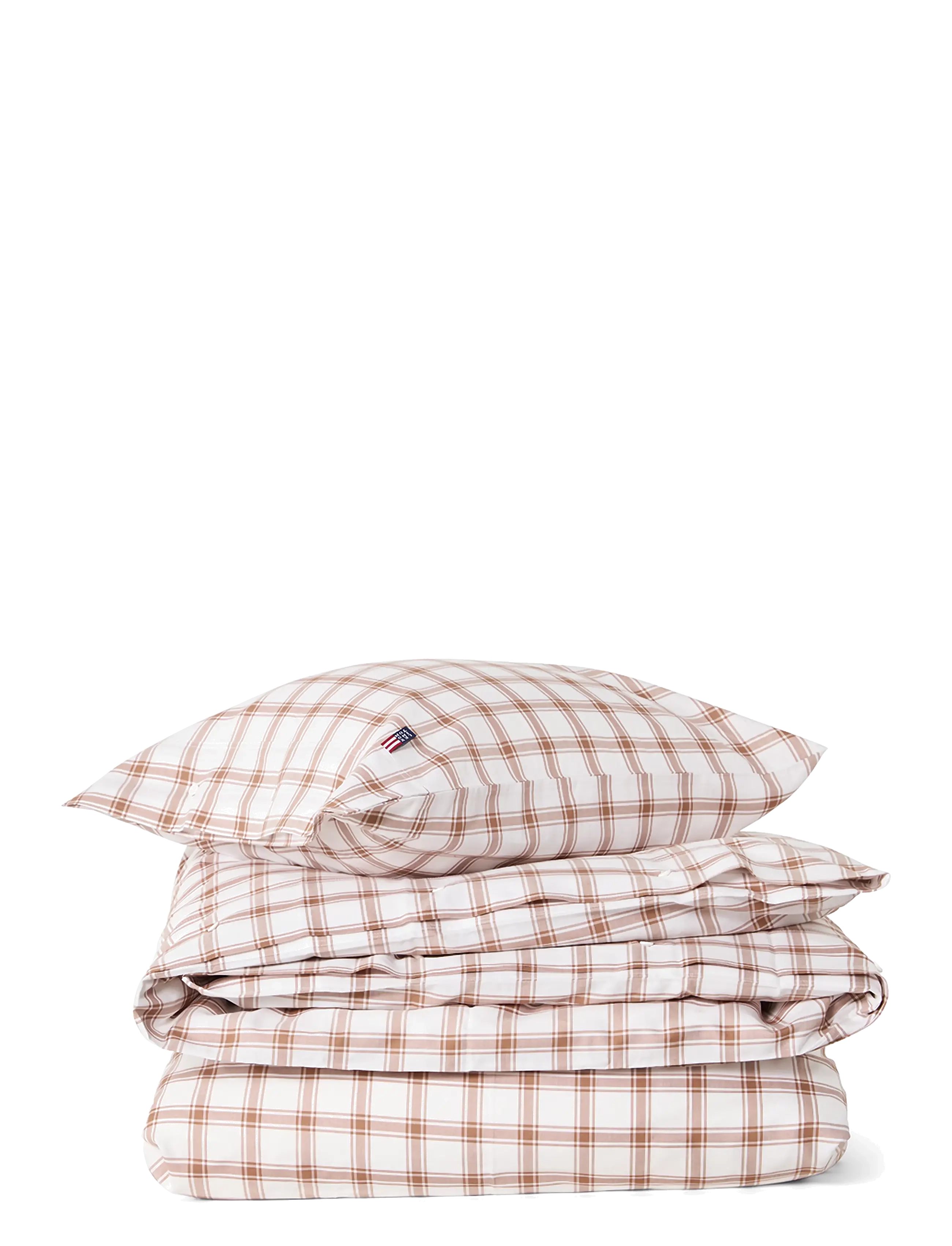 Lexington Home Checked Lyocell/Cotton Pin Point Bed Set - Confirmation gifts - WHITE/FUDGE / white