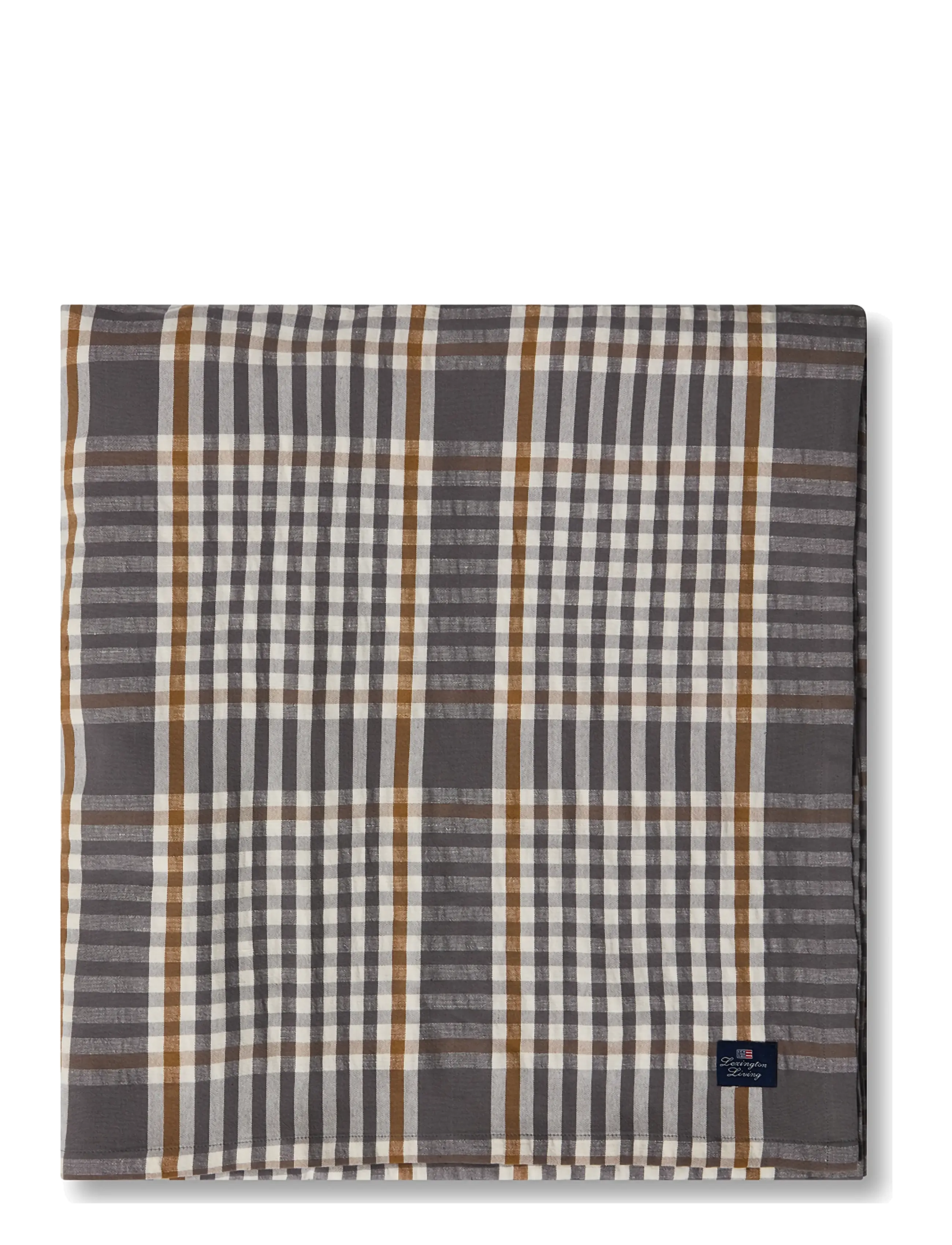 Lexington Home Checked Linen/Cotton Tablecloth - Servering - GRAY/WHITE/FUDGE / grey