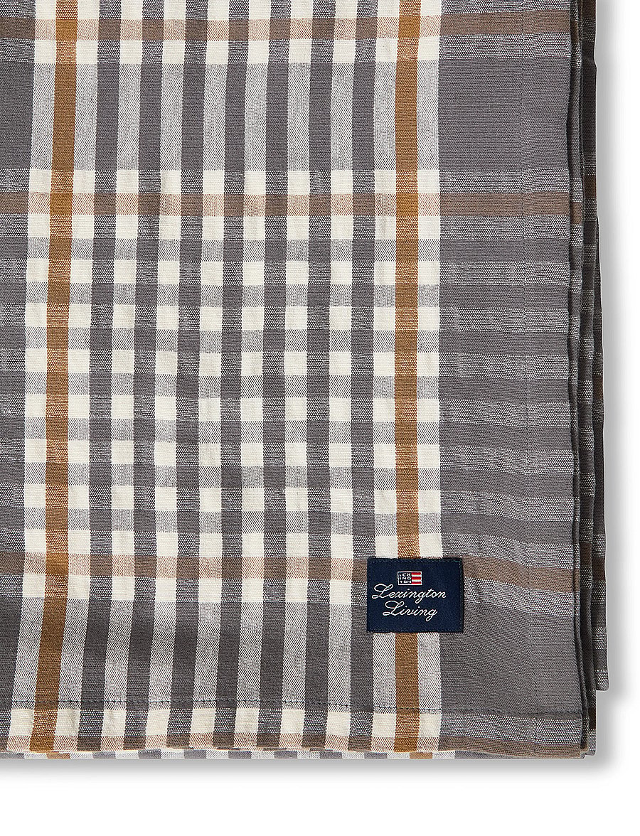 Lexington Home - Checked Linen/Cotton Tablecloth - laudlinad - gray/white/fudge - 3