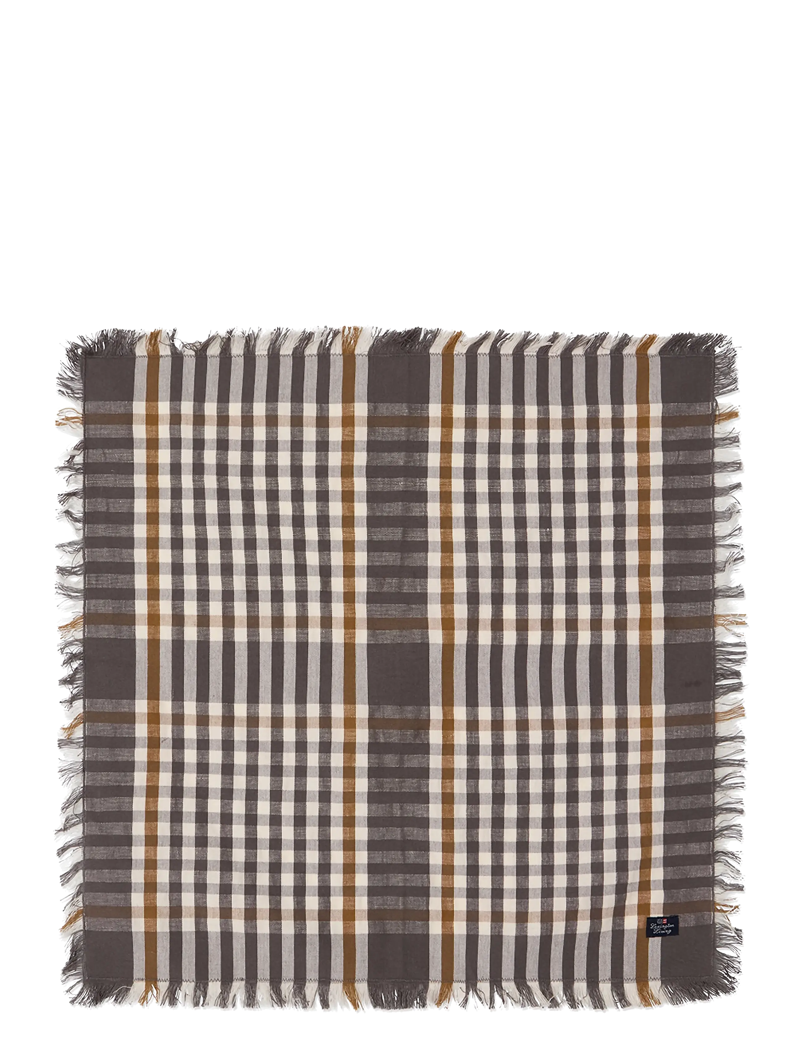 Lexington Home Checked Linen/Cotton Napkin with Fringes - Servering - GRAY/WHITE/FUDGE / grey