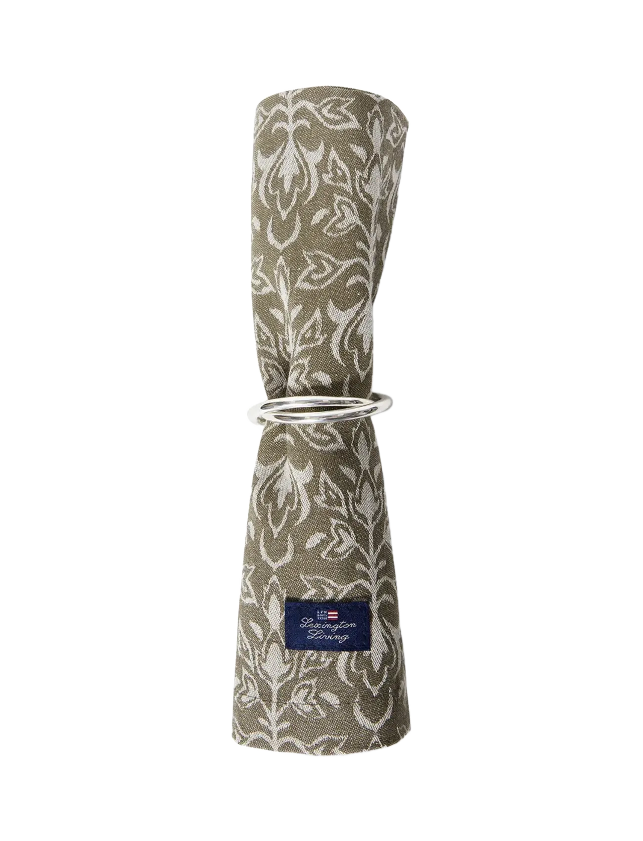 Lexington Home Ornament Jacquard Cotton Napkin - Textilien - BEIGE/DK OLIVE / khaki/green