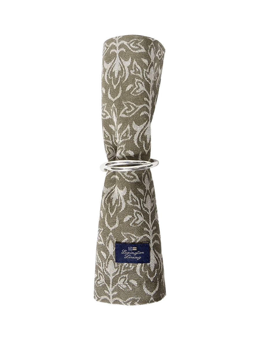 Lexington Home - Ornament Jacquard Cotton Napkin - beige/dk olive - 0