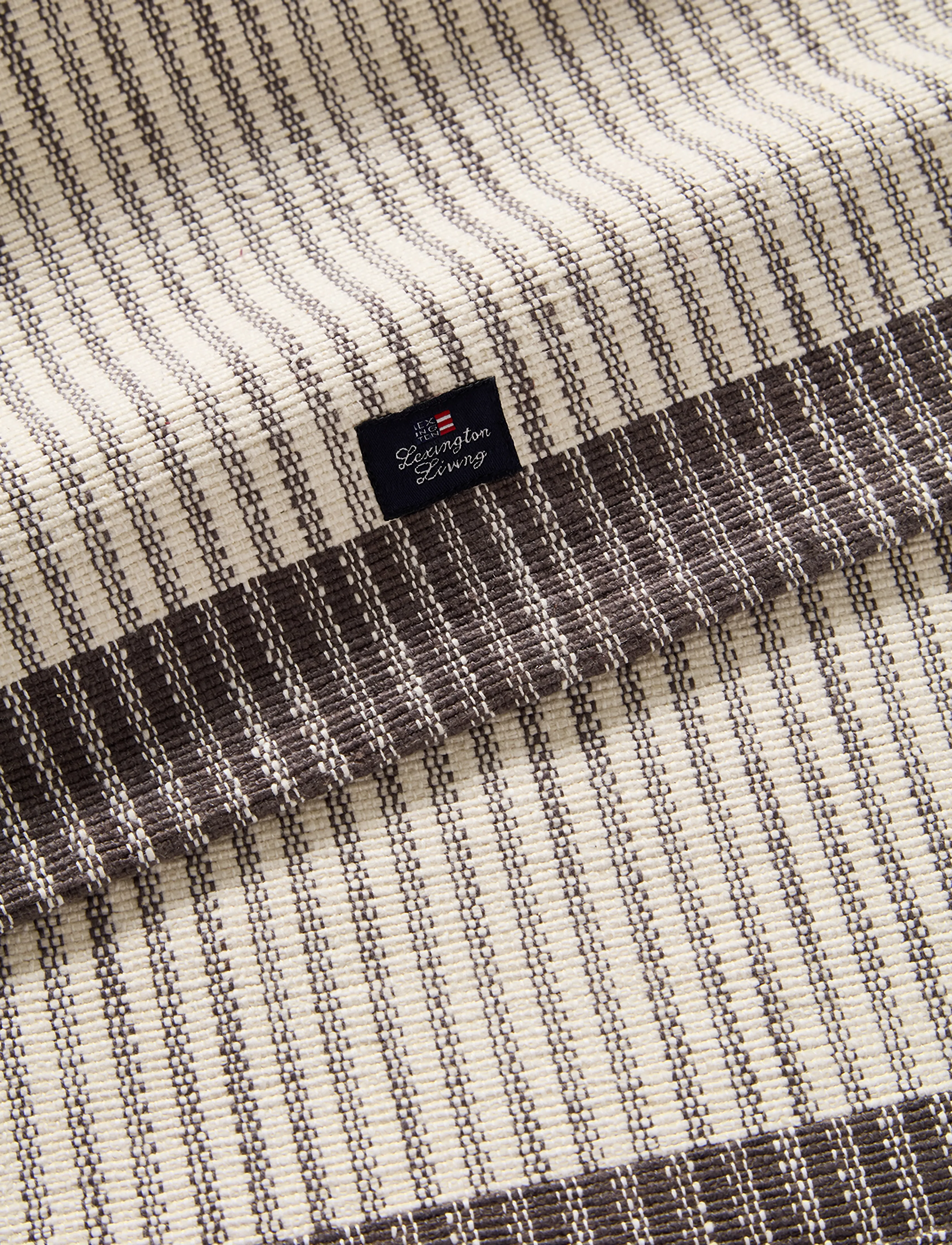 Lexington Home - Striped Organic Cotton Rib Runner - dukar & löpare - dk gray/white - 2