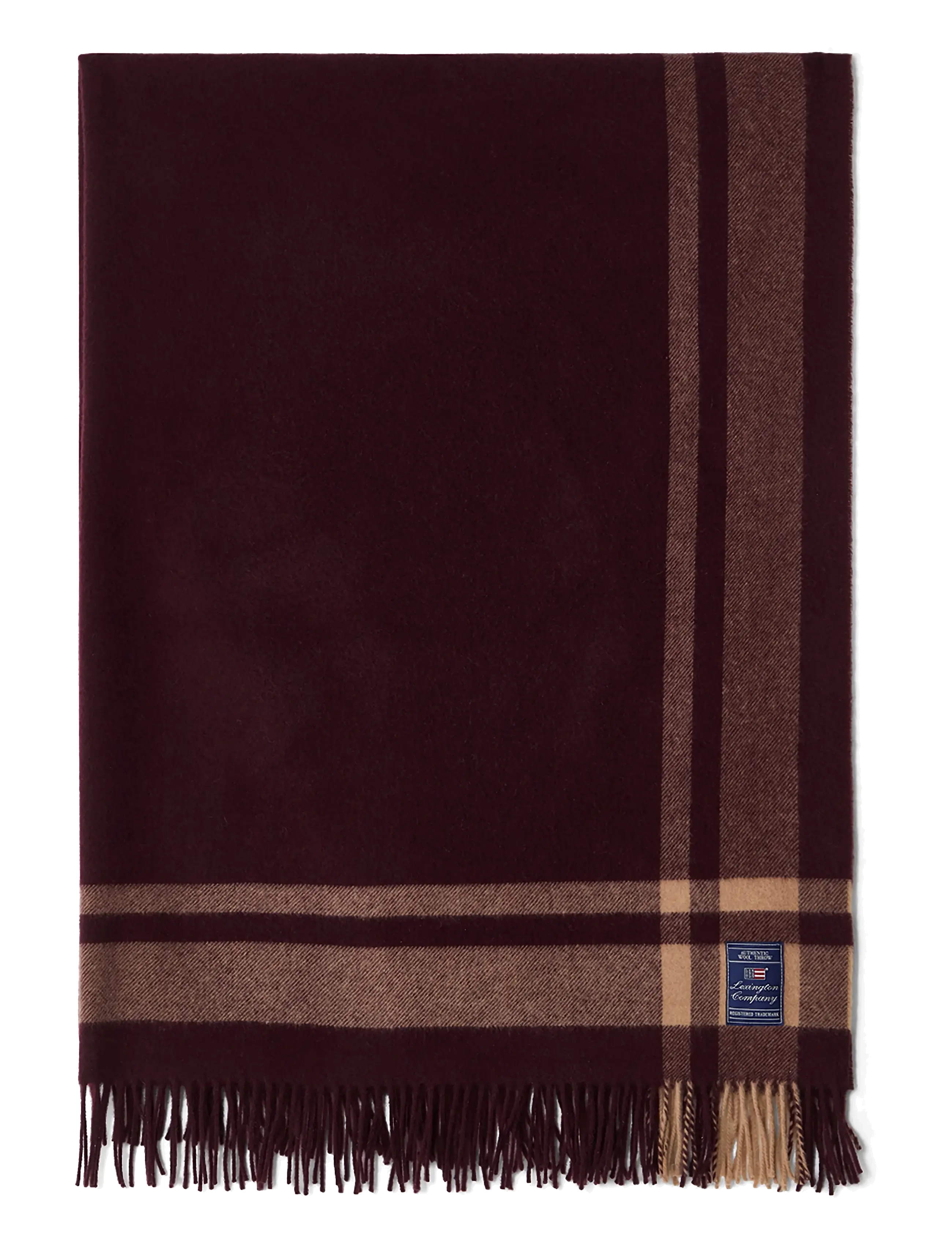 Lexington Home Frame Striped Recycled Wool Throw - Textilien - FIG/FUDGE / burgundy