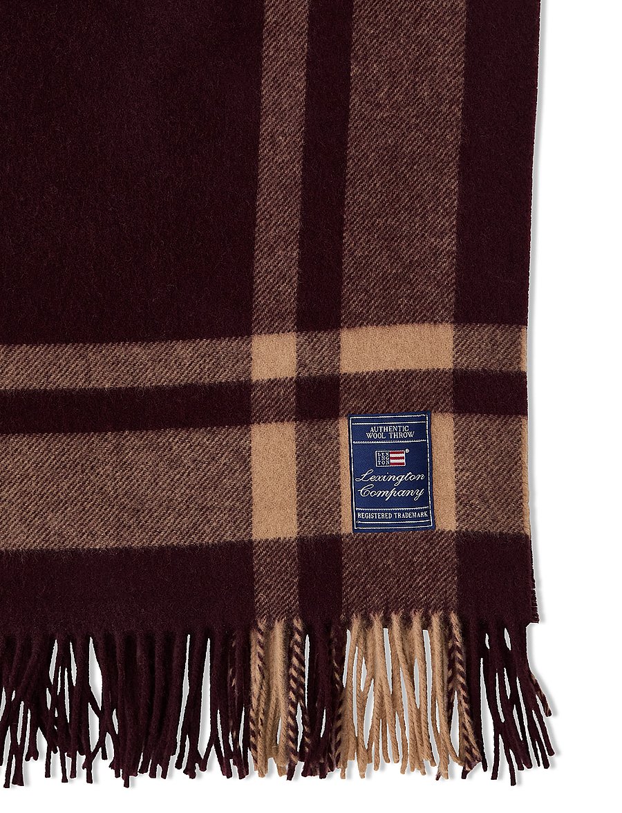 Lexington Home - Frame Striped Recycled Wool Throw - decken - fig/fudge - 2