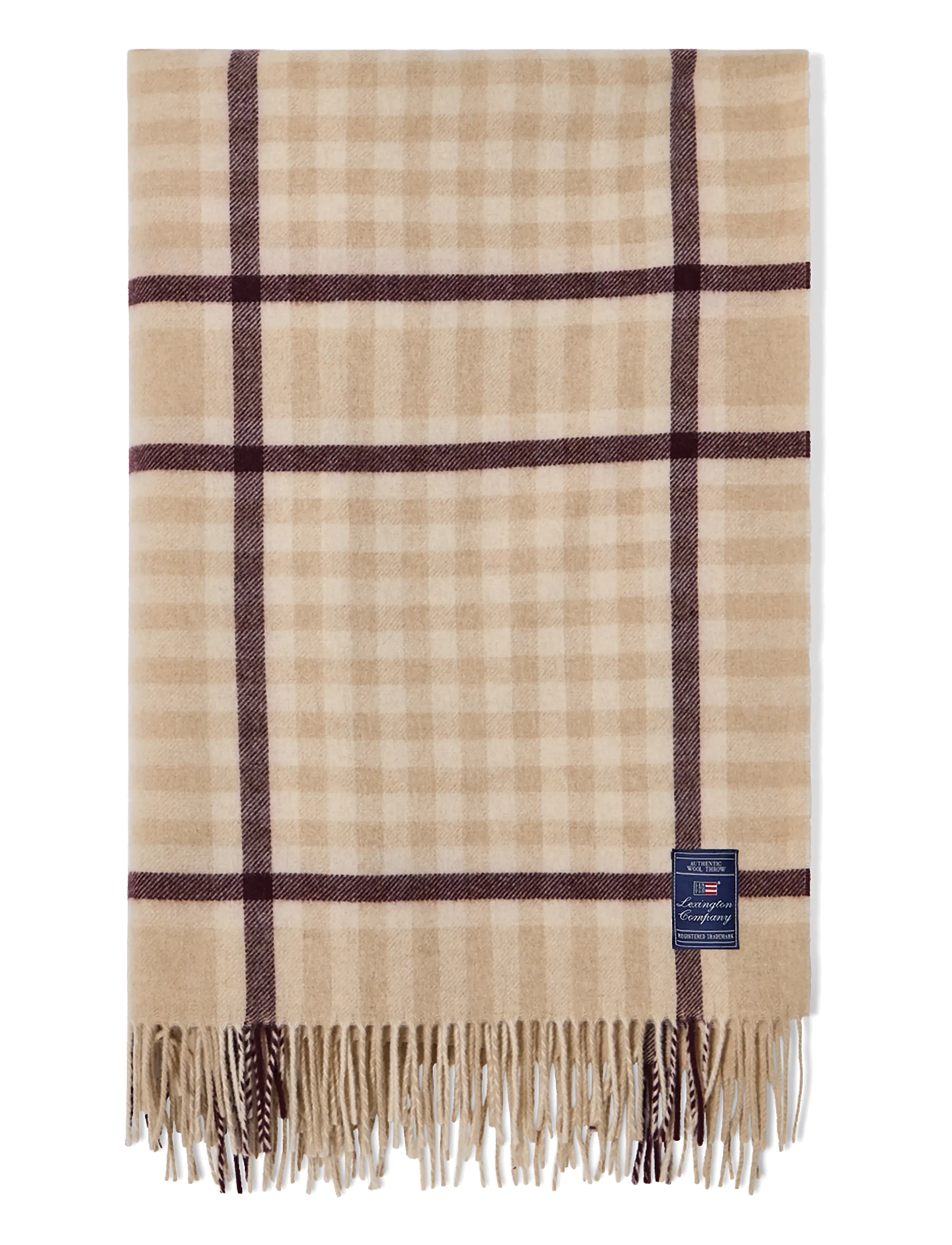 Lexington Home Checked Recycled Wool Throw - Textilien - BEIGE/FIG / beige