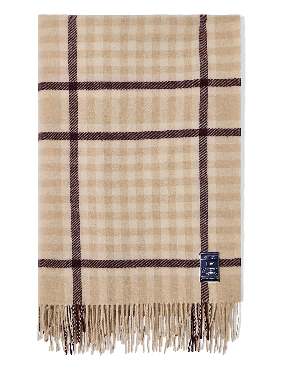 Lexington Home - Checked Recycled Wool Throw - decken - beige/fig - 0