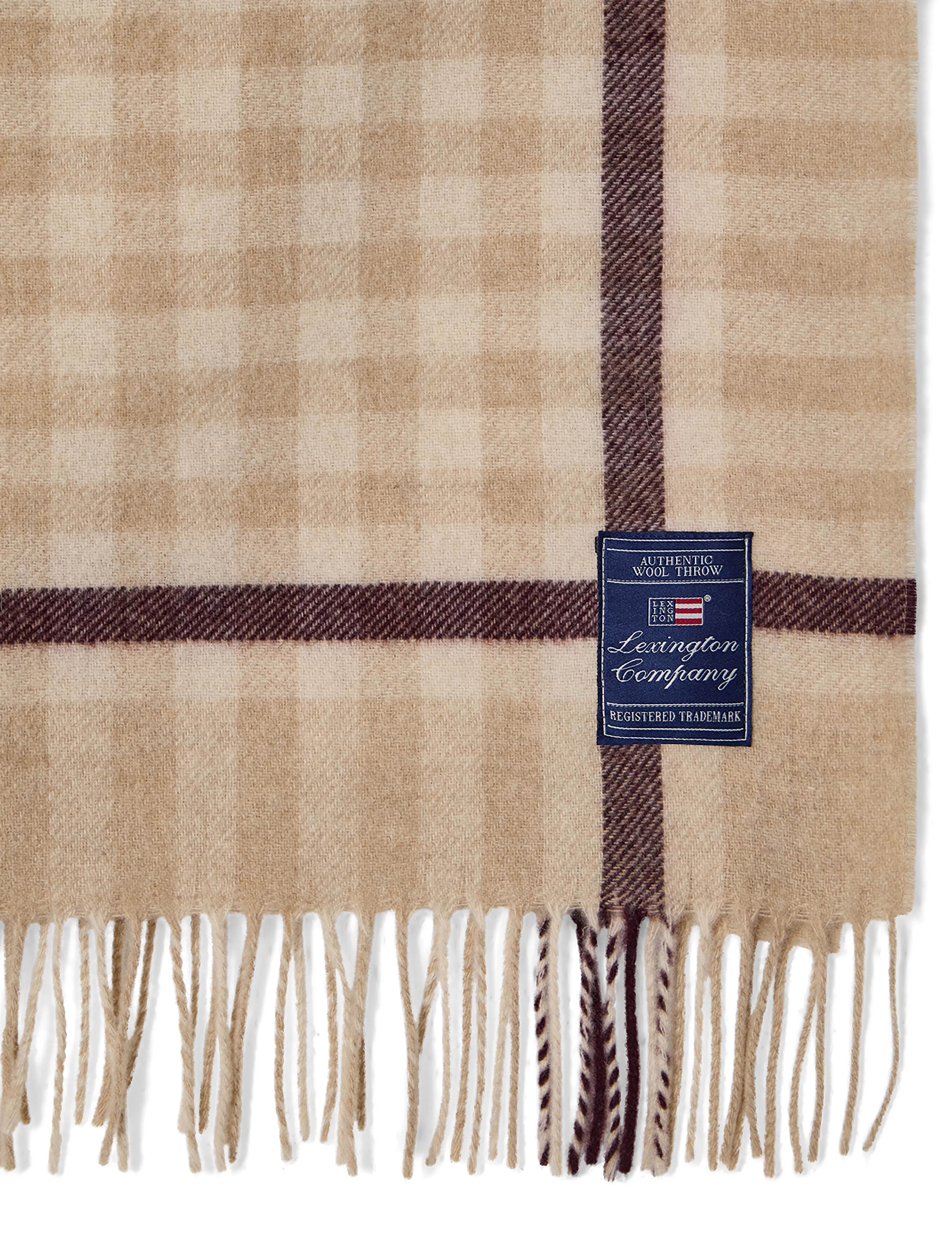 Lexington Home - Checked Recycled Wool Throw - decken - beige/fig - 2