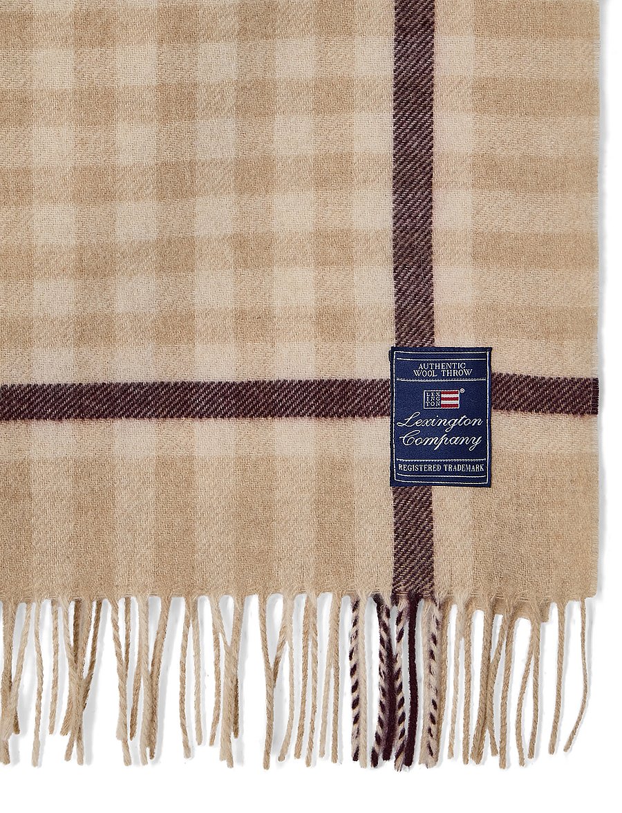 Lexington Home - Checked Recycled Wool Throw - decken - beige/fig - 2