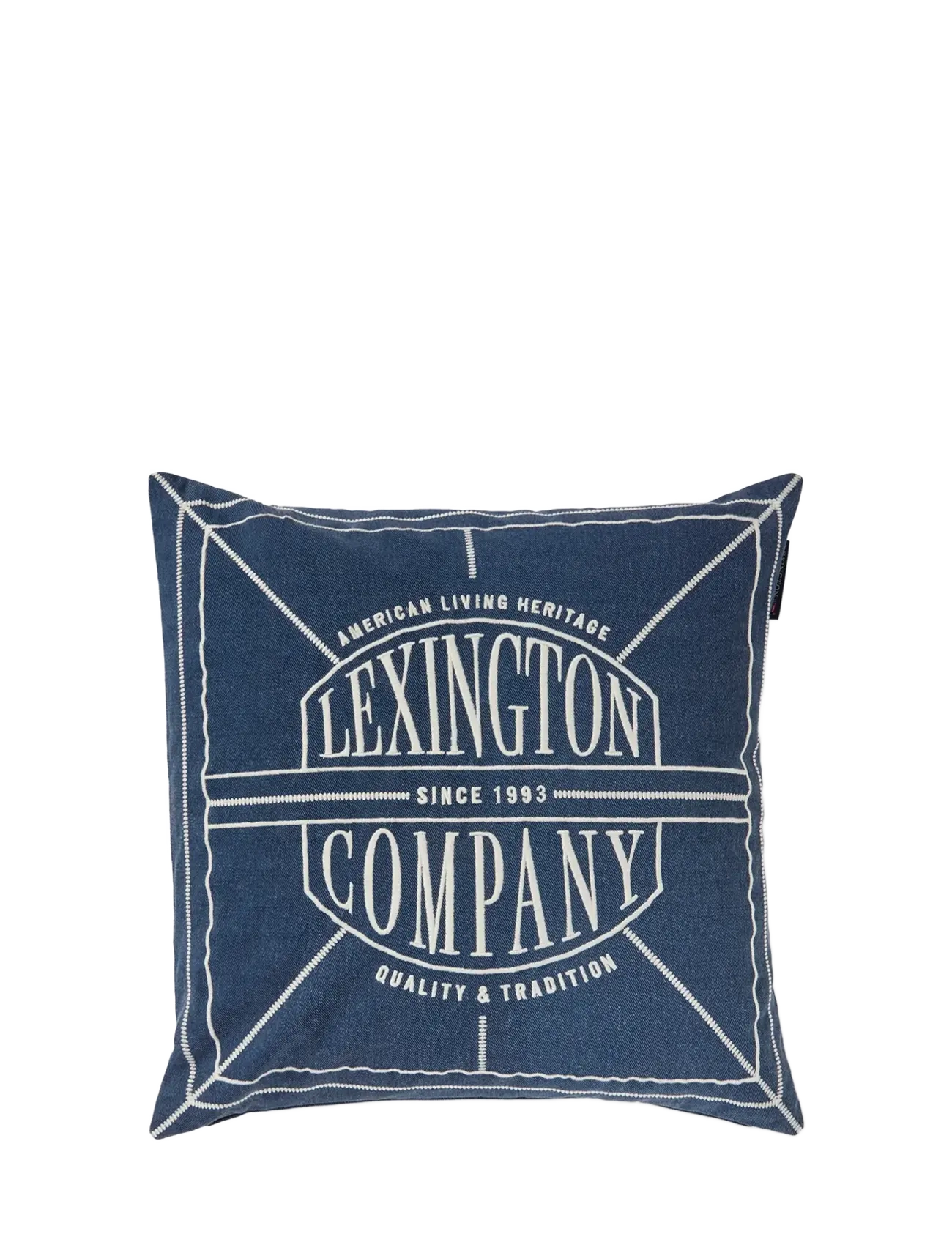 Lexington Home Logo Washed Organic Cotton Pillow Cover - Pudebetræk - DARK BLUE/LT BEIGE / navy