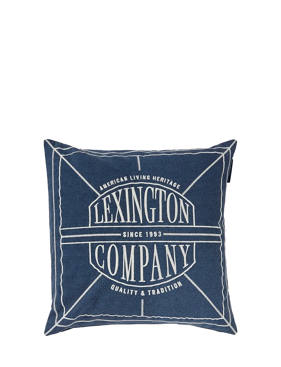 Lexington Home - Logo Washed Organic Cotton Pillow Cover - kissenbezüge - dark blue/lt beige - 0