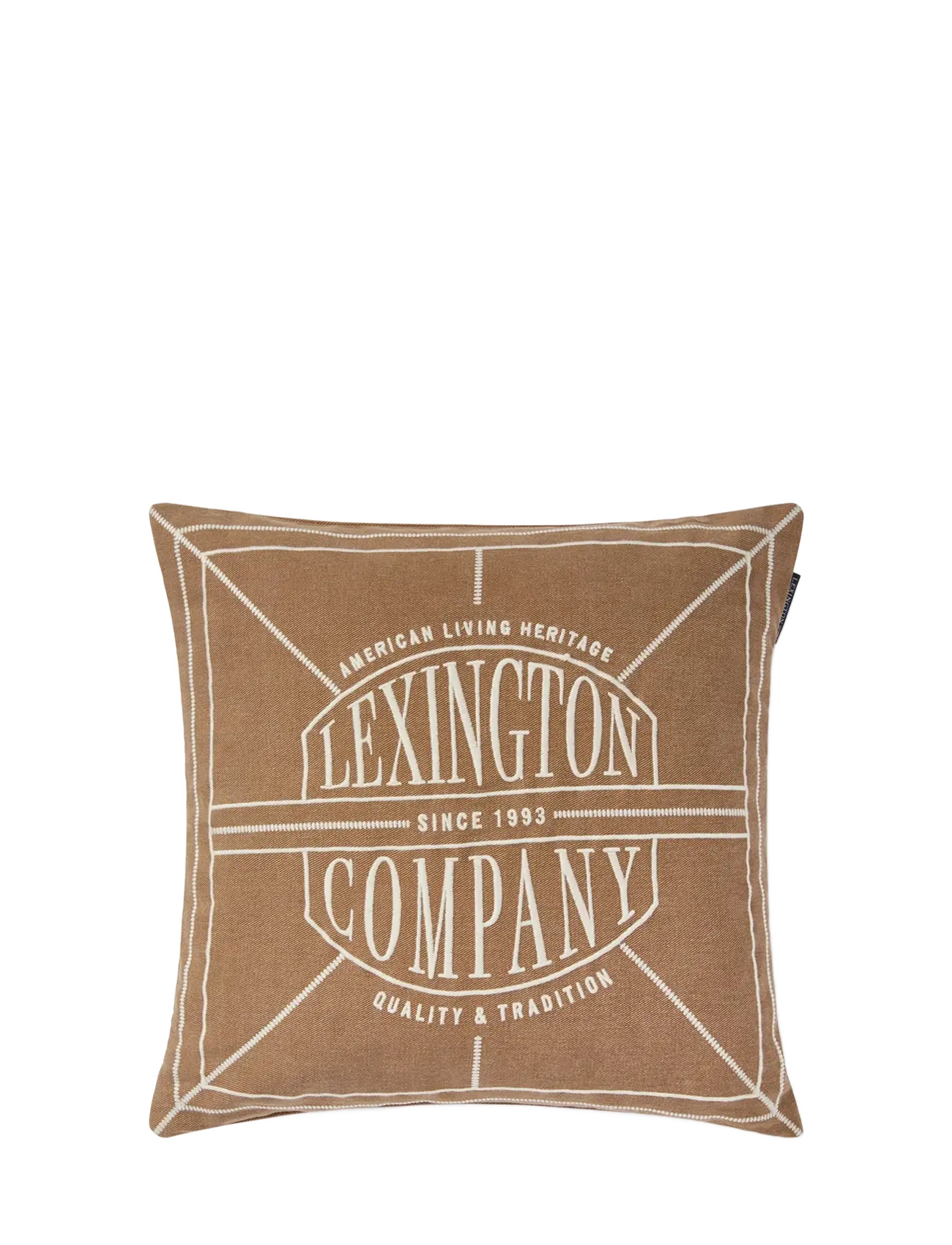 Lexington Home Logo Washed Organic Cotton Pillow Cover - Pudebetræk - FUDGE/LT BEIGE / brown