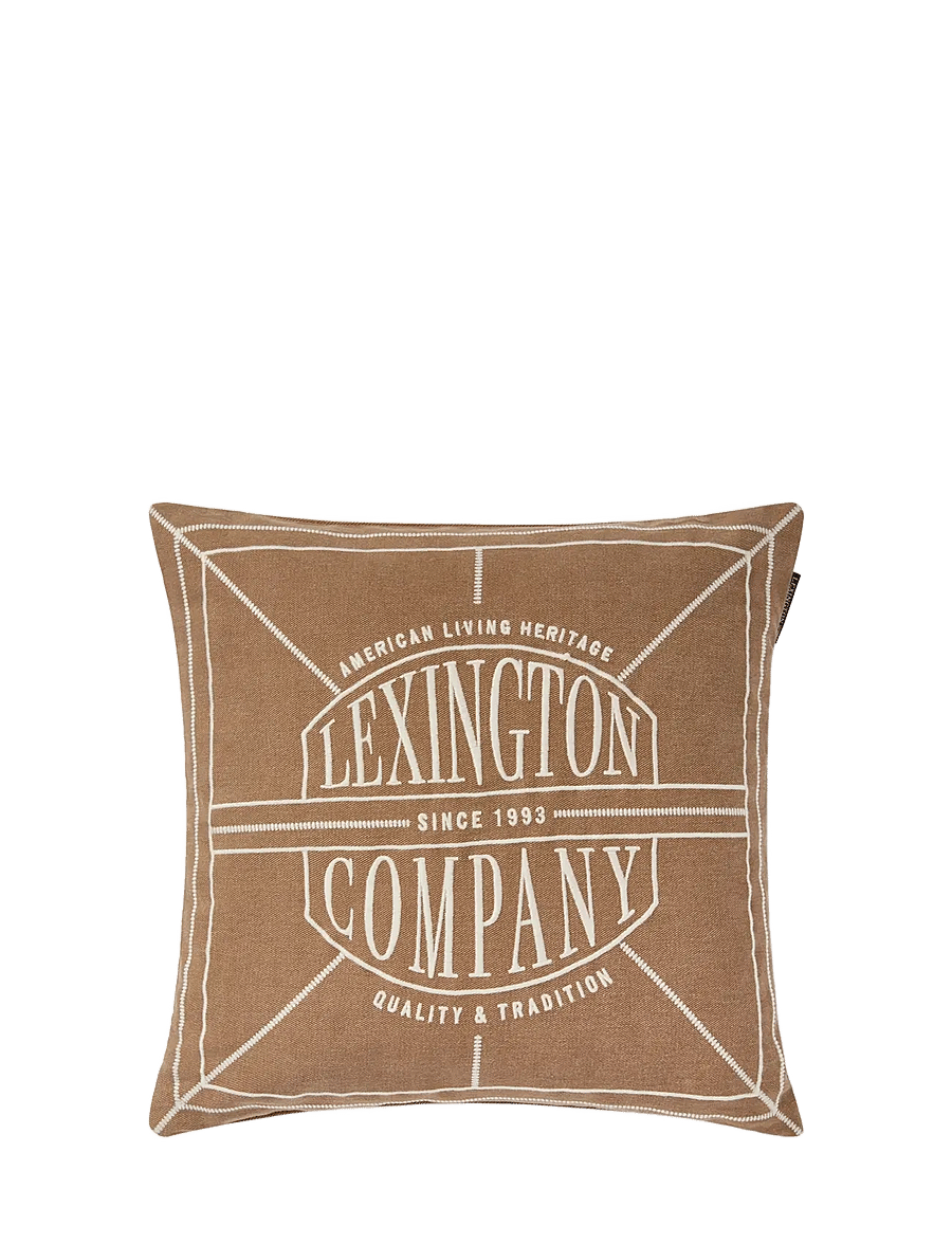 Lexington Home - Logo Washed Organic Cotton Pillow Cover - padjakatted - fudge/lt beige - 0