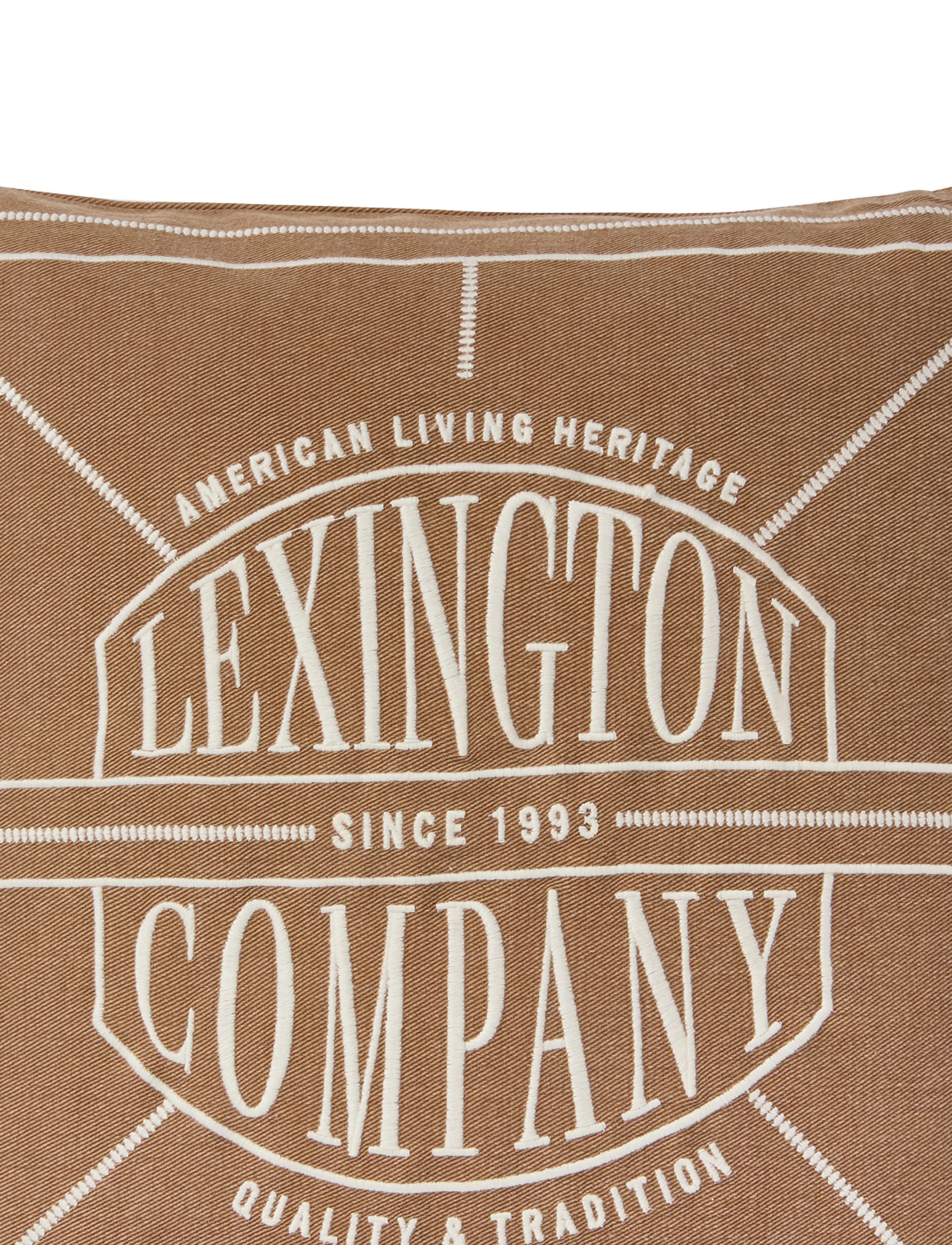 Lexington Home - Logo Washed Organic Cotton Pillow Cover - pudebetræk - fudge/lt beige - 2