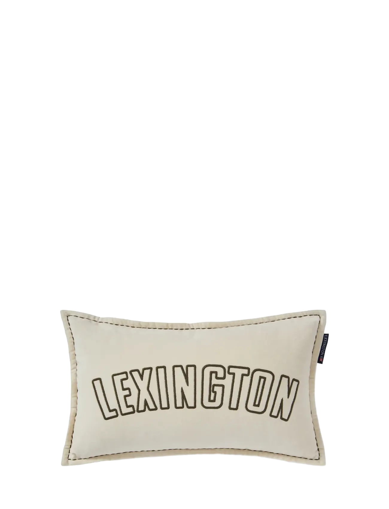 Lexington Home Text Logo Organic Cotton Velvet 50x30 Pillow - Kissen - LT BEIGE/OLIVE / beige