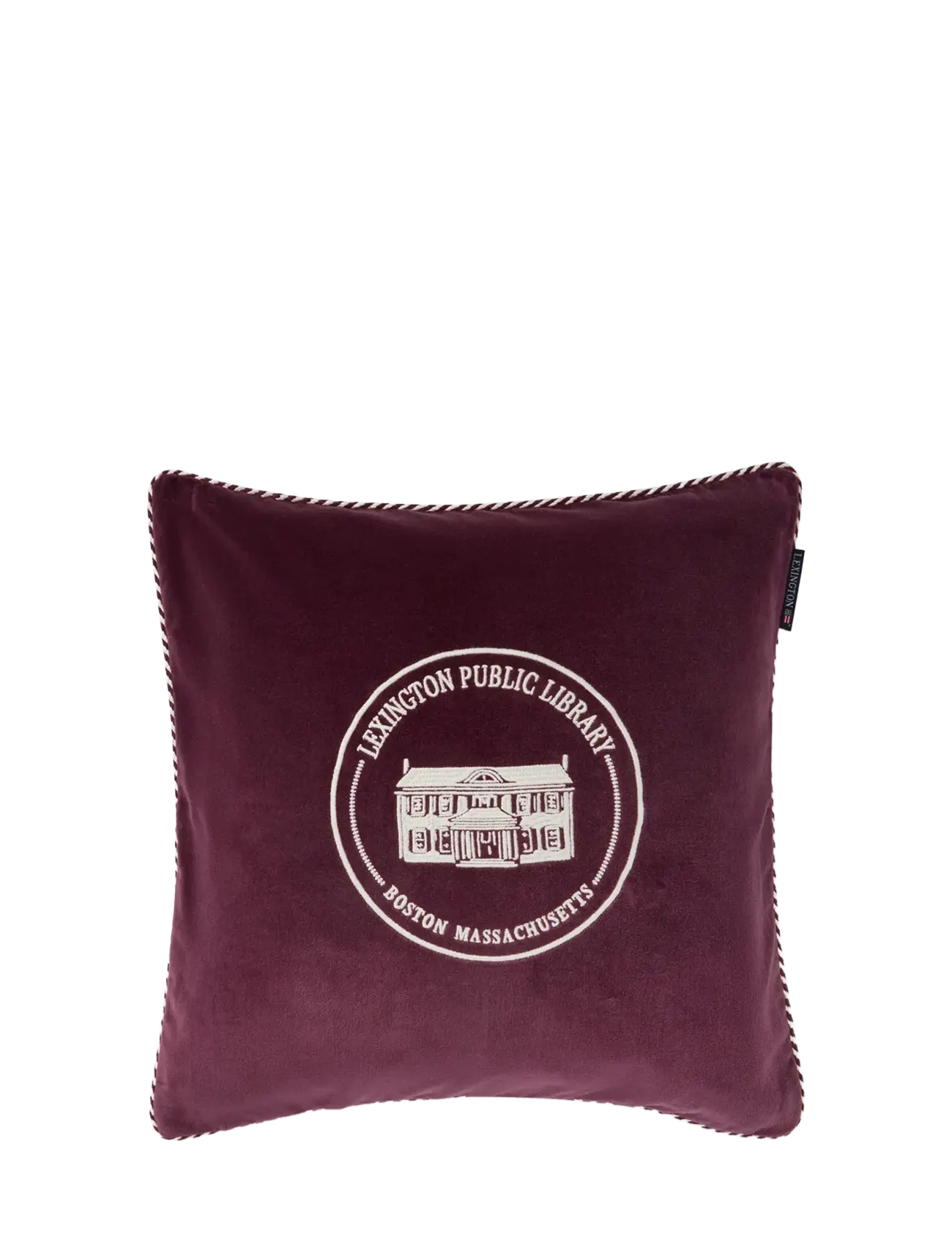 Lexington Home Library Organic Cotton Velvet Pillow Cover - Cushion covers - FIG/LT BEIGE / burgundy