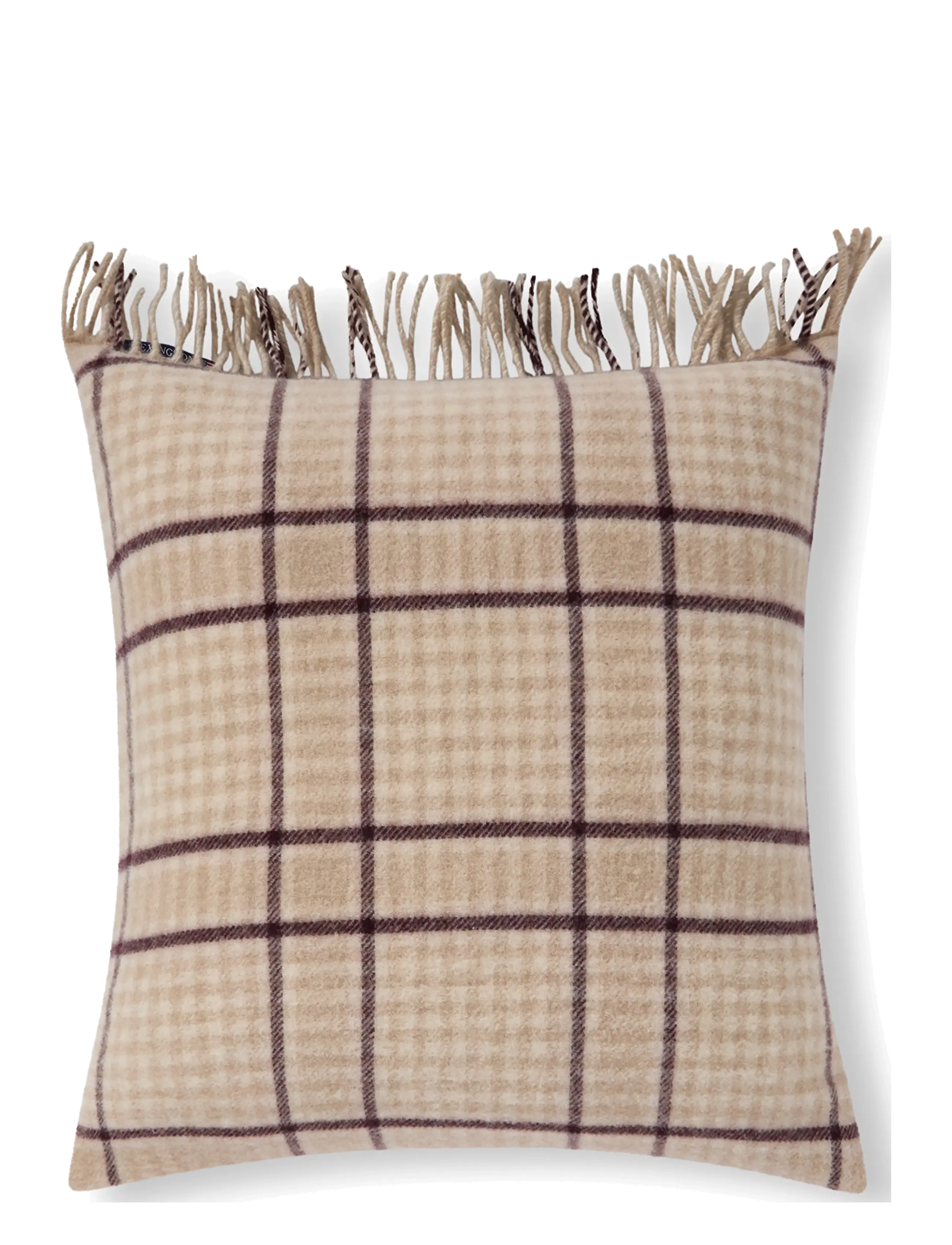 Lexington Home - Checked Recycled Wool Pillow Cover - pudebetræk - beige/fig - 2