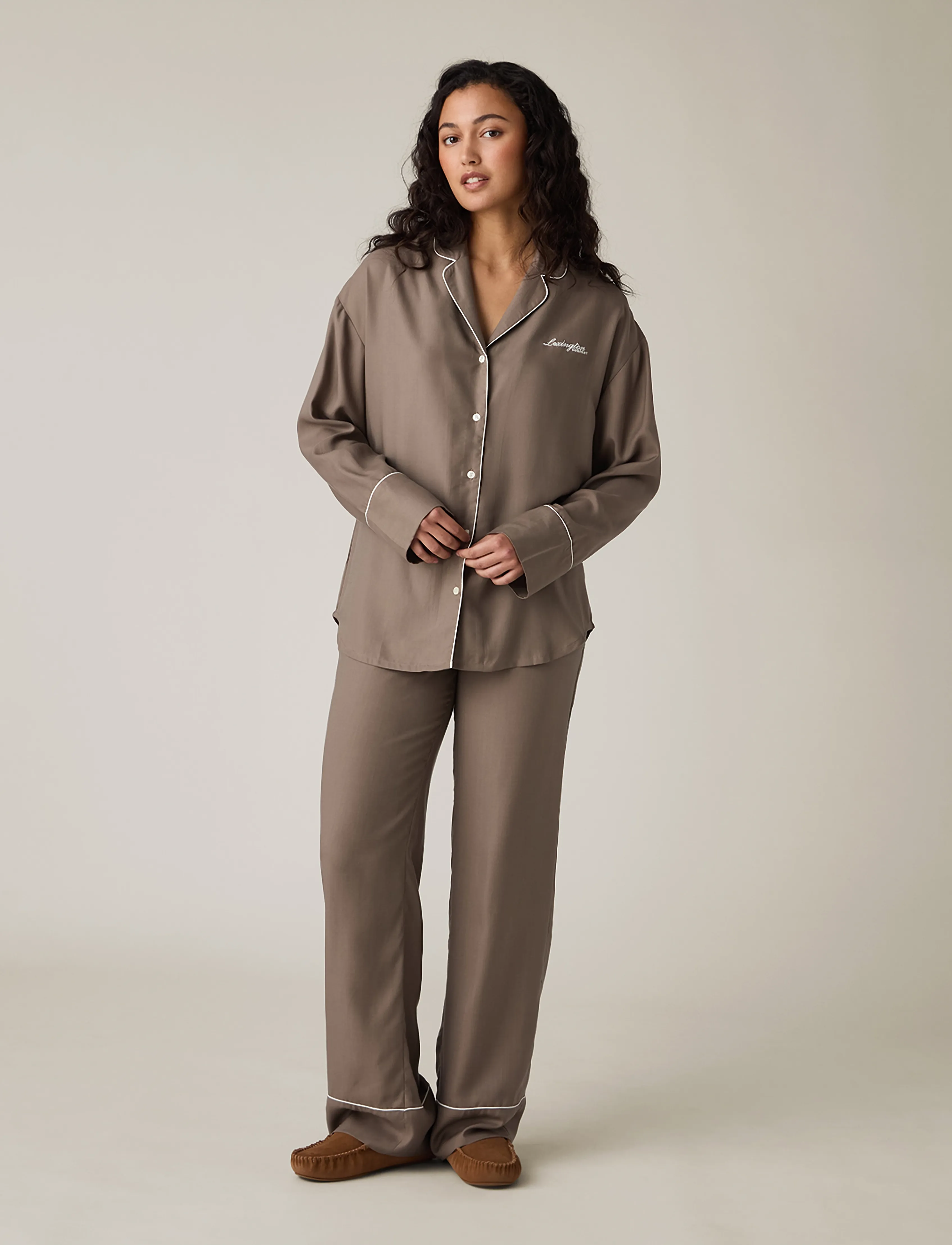 Lexington Home Lyocell Pajama Set, Damen, Pyjama Set, Braun, Gr.S