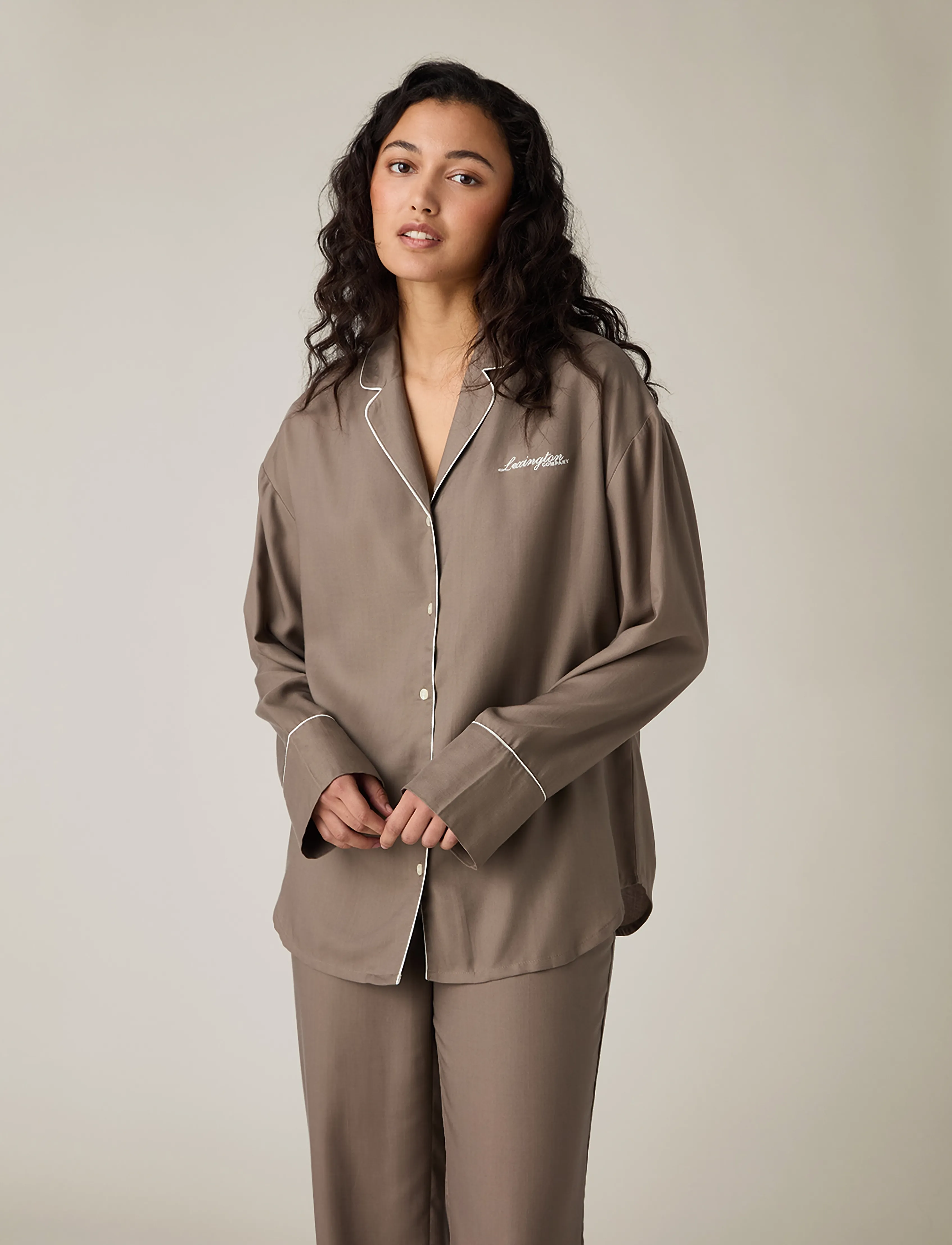 Lexington Home - Lyocell Pajama Set - pyjamas - brown - 3