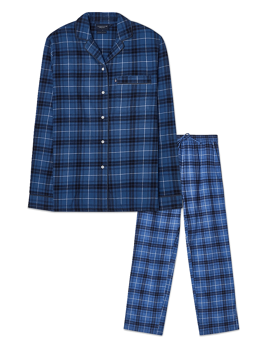 Lexington Home - Organic Cotton Flannel Pajama Set - pyjamasets - blue/white check - 1