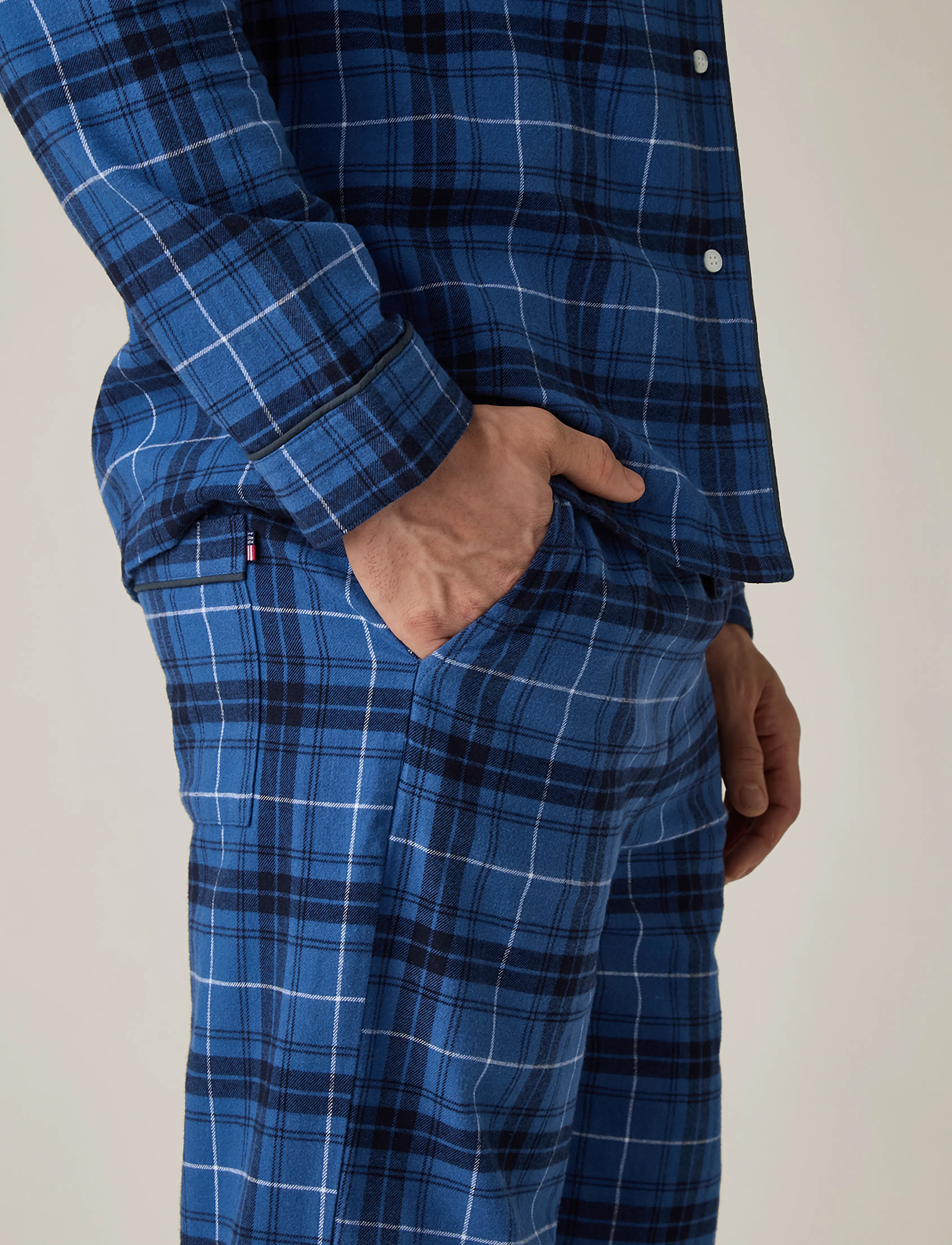 Lexington Home - Organic Cotton Flannel Pajama  Set - nattøj sæt - blue/white check - 3