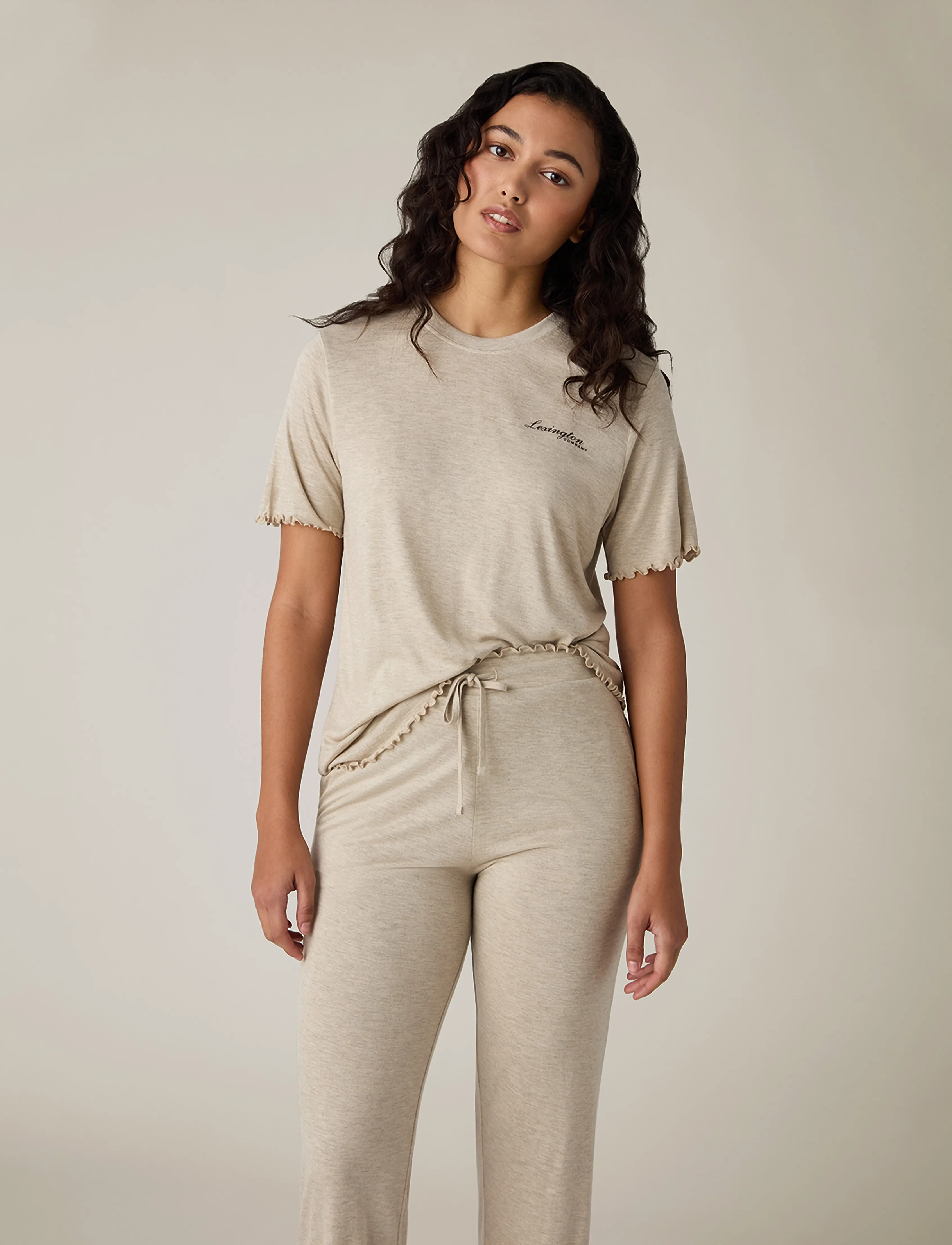 Lexington Home - Jersey Short Sleeve Pajama Set - light beige melange - 2