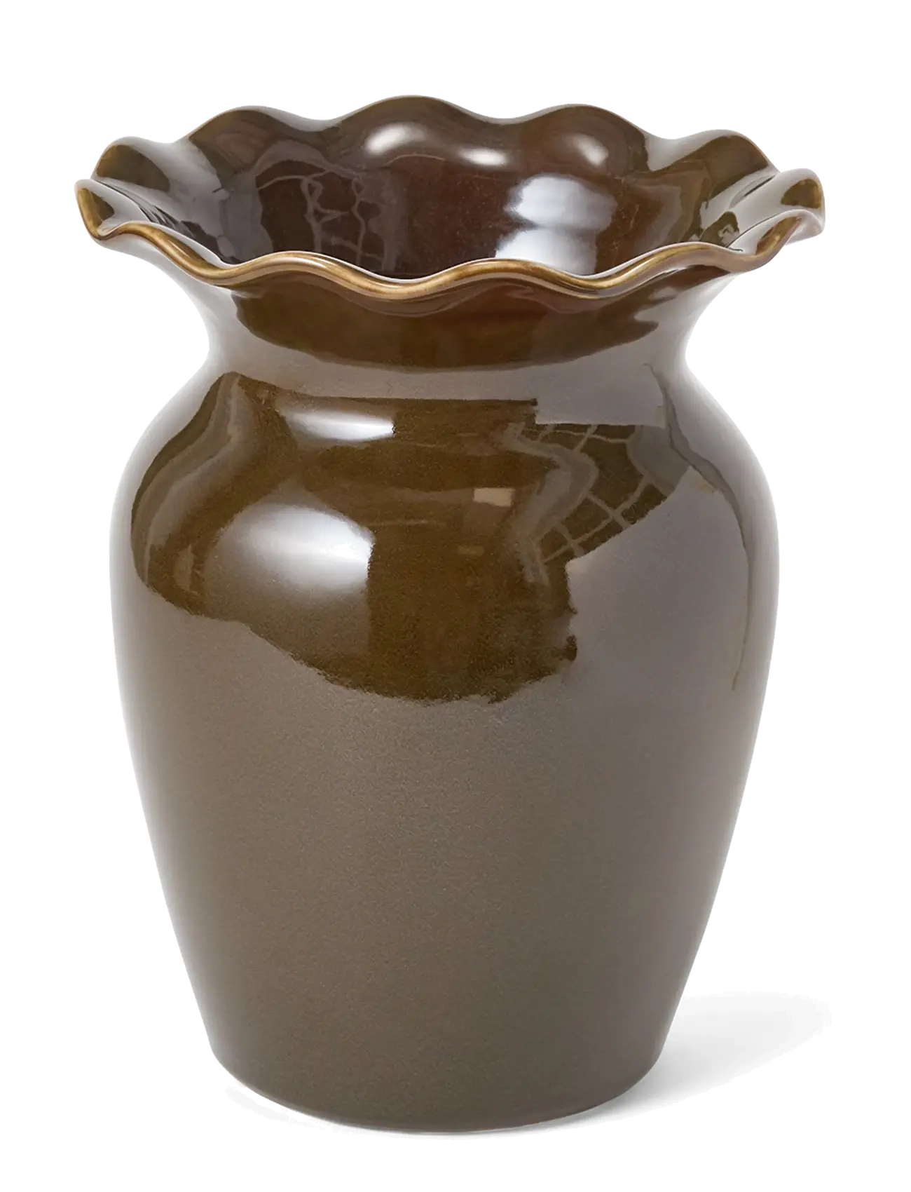 Lexington Home Stoneware Wavy Vase - Confirmation gifts - BROWN OLIVE / brown