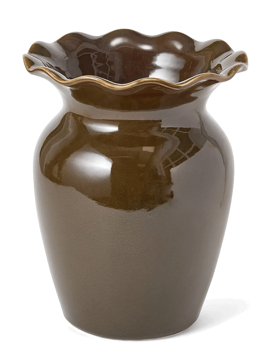 Lexington Home - Stoneware Wavy Vase - vasen - brown olive - 1