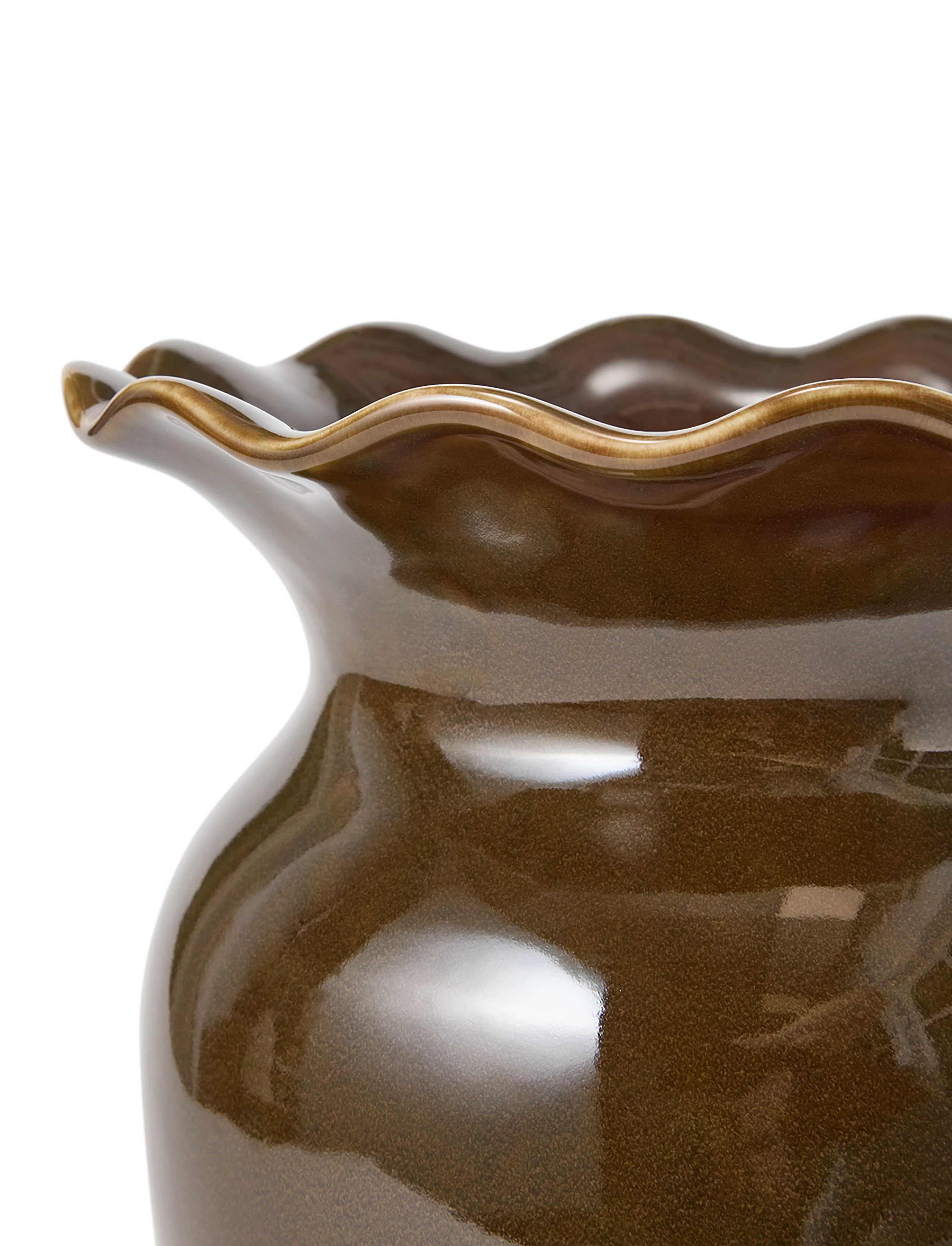 Lexington Home - Stoneware Wavy Vase - vases - brown olive - 2