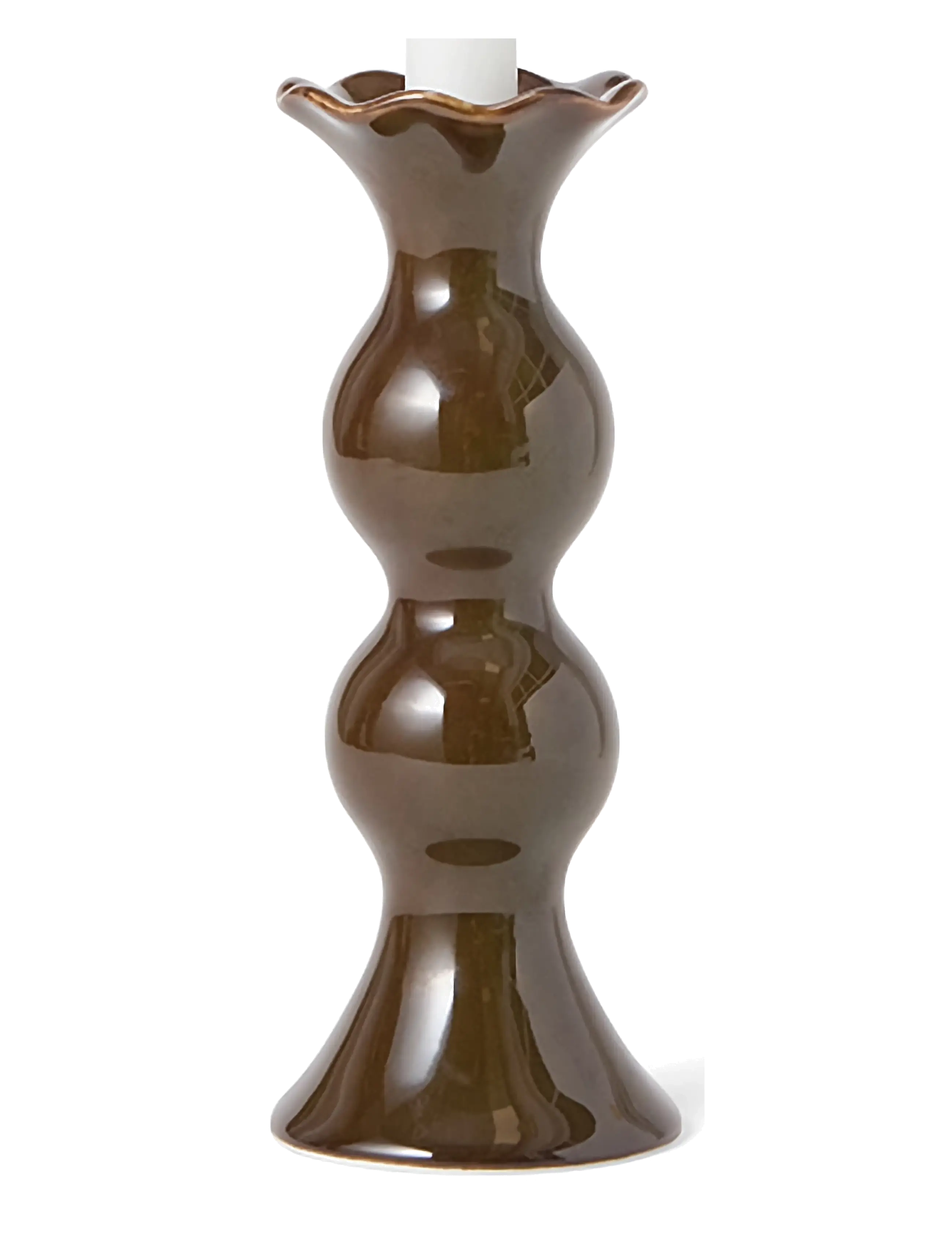Lexington Home Stoneware Wavy Candle Holder - Confirmation gifts - BROWN OLIVE / brown