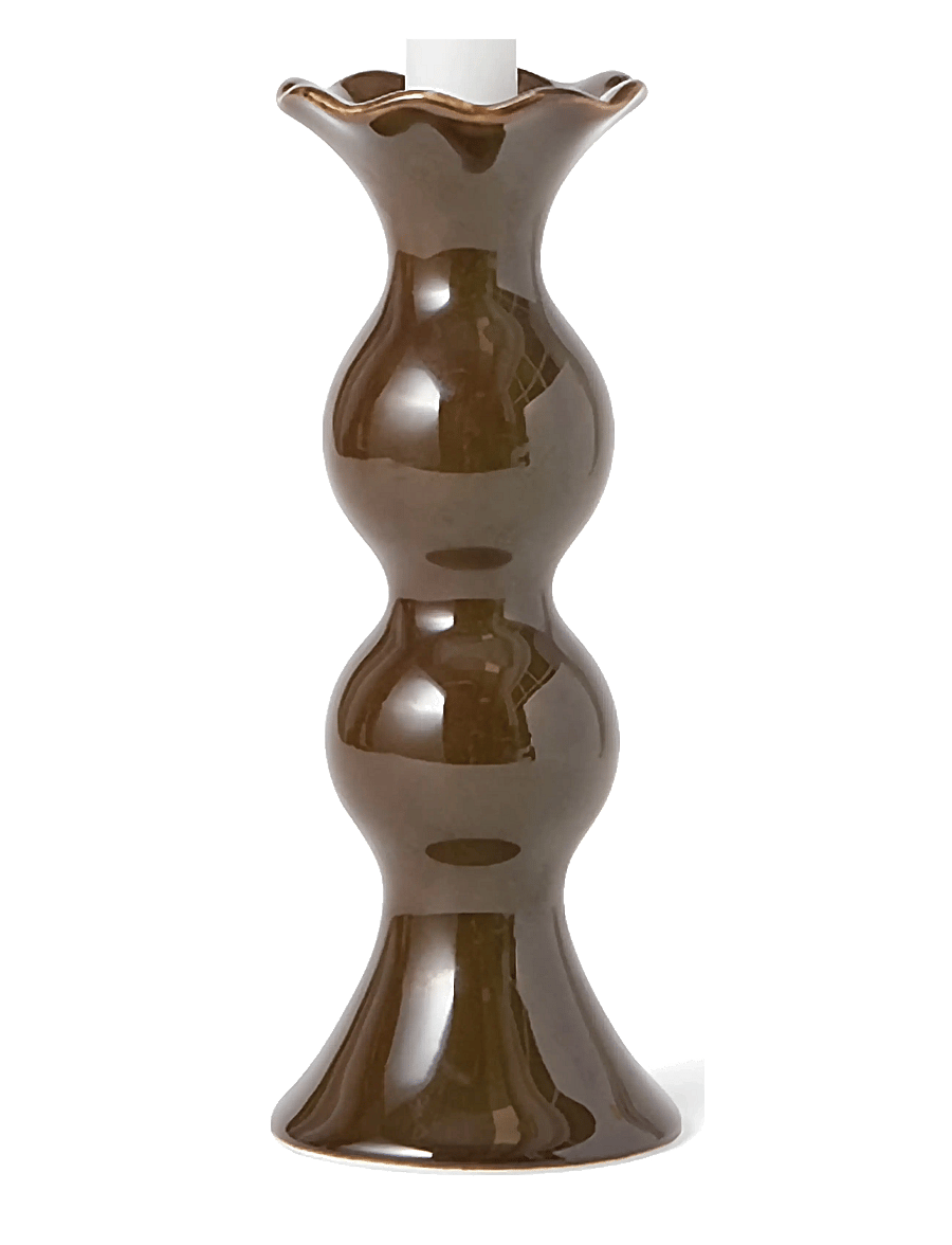 Lexington Home - Stoneware Wavy Candle Holder - küünlajalad - brown olive - 0