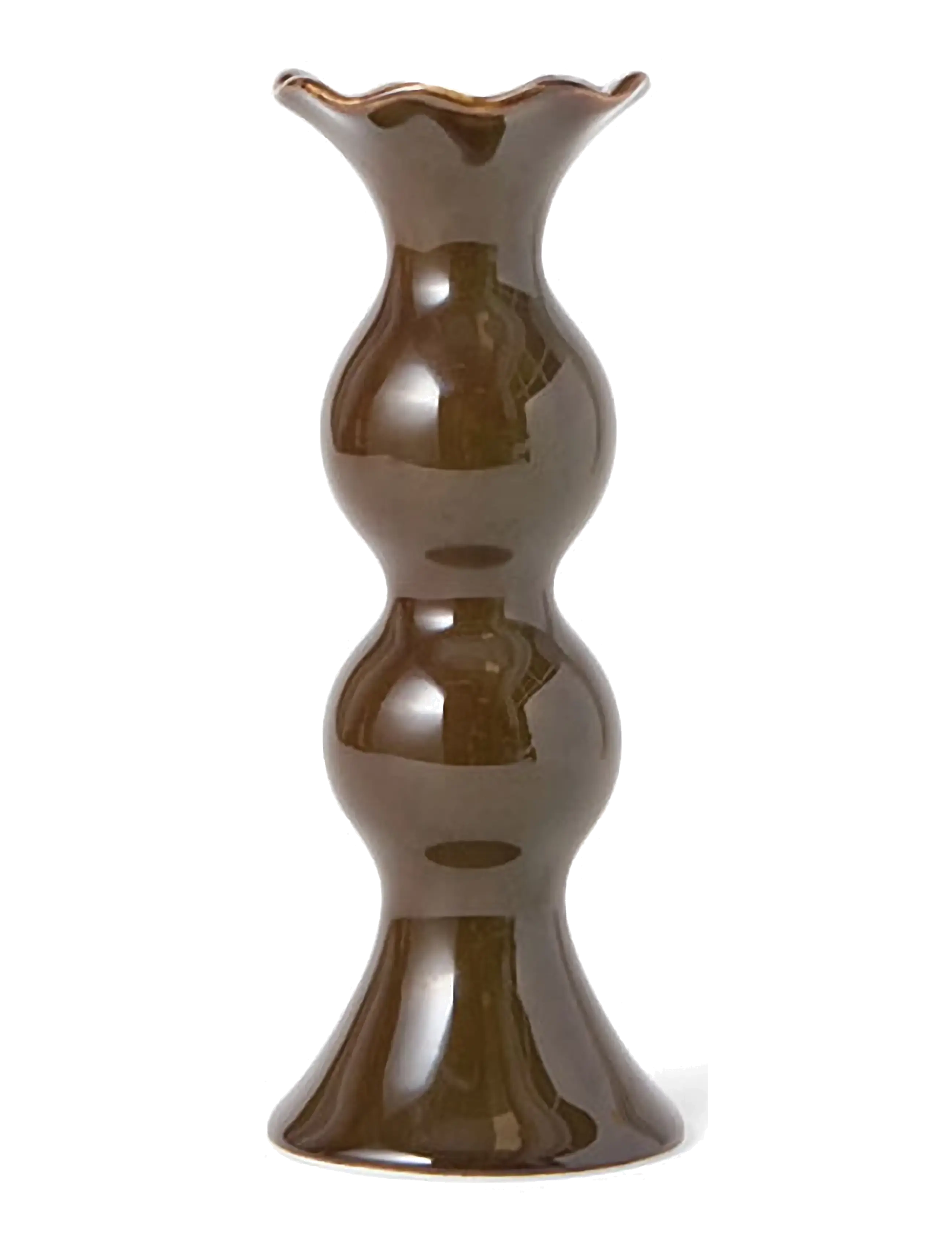 Lexington Home - Stoneware Wavy Candle Holder - candlesticks - brown olive - 1