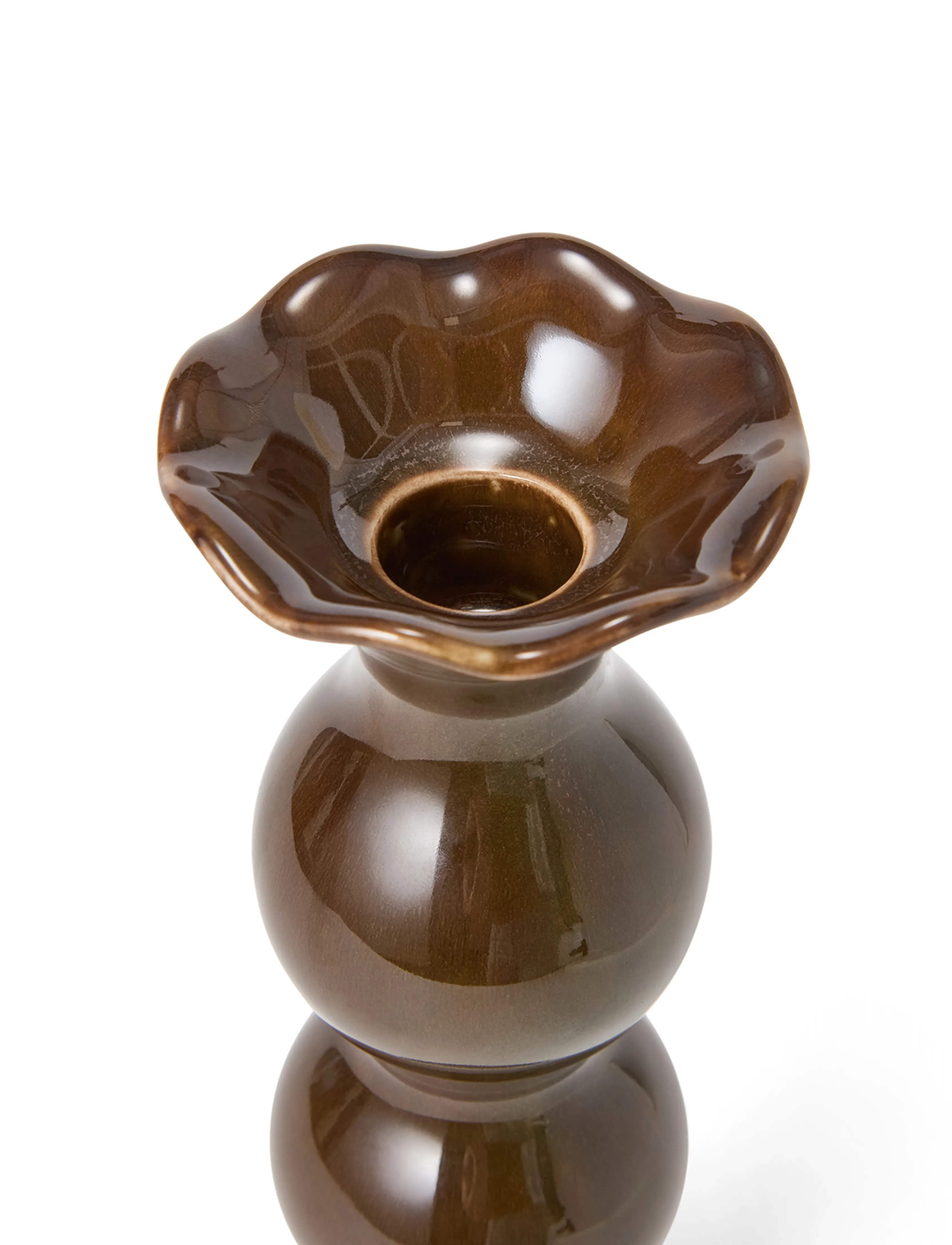 Lexington Home - Stoneware Wavy Candle Holder - candlesticks - brown olive - 2
