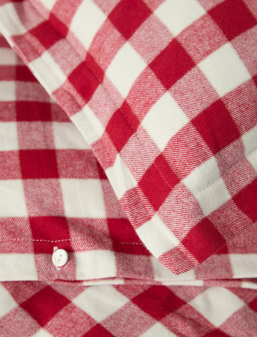Lexington Home - Red/Lt Beige Checked Cotton Flannel Bed Set - jõulutekstiilid - red/lt beige - 1