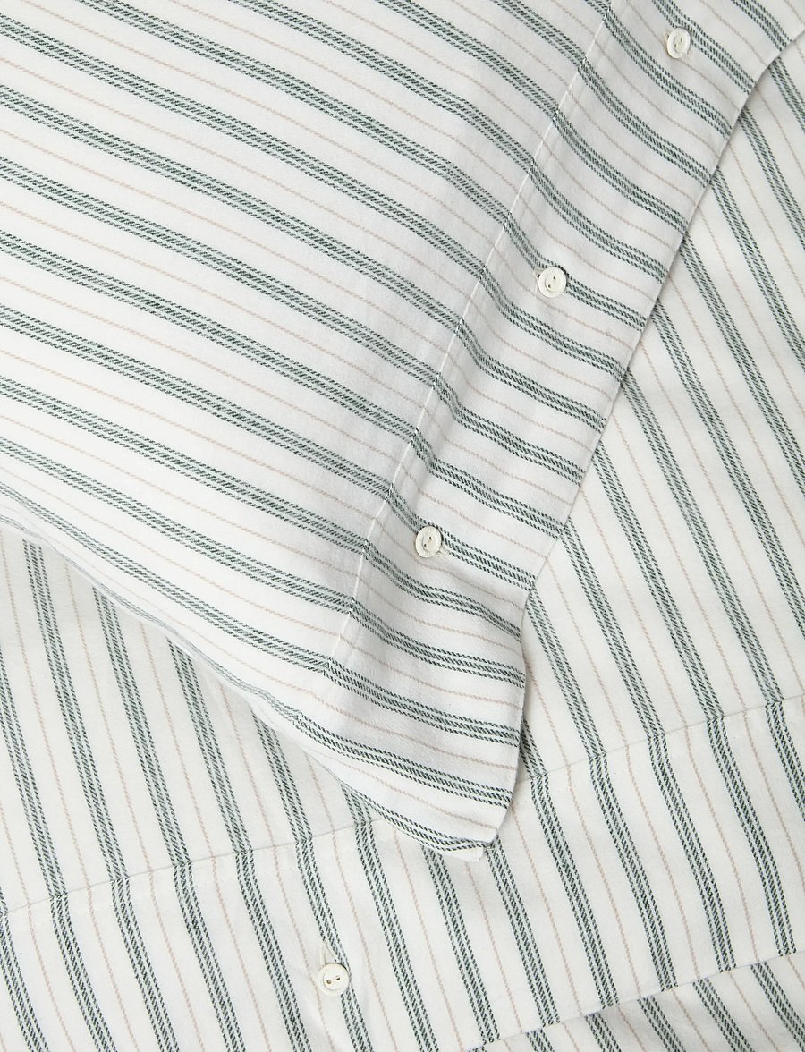 Lexington Home - White/Green/Beige Stripe Cotton Flannel Bed Set - jõulutekstiilid - white/green/beige - 1