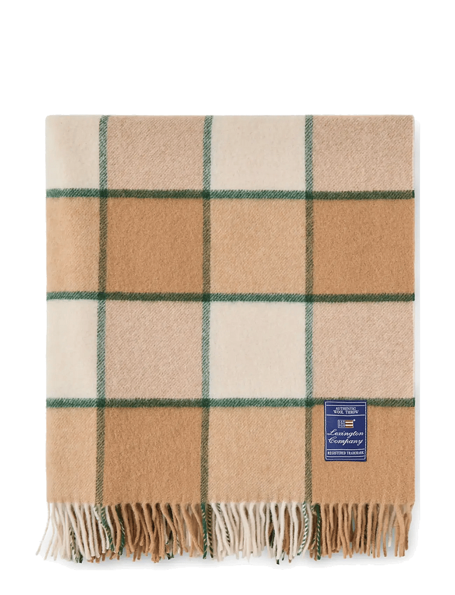 Lexington Home - Checked Recycled Wool Throw - beige/lt beige/green - 0