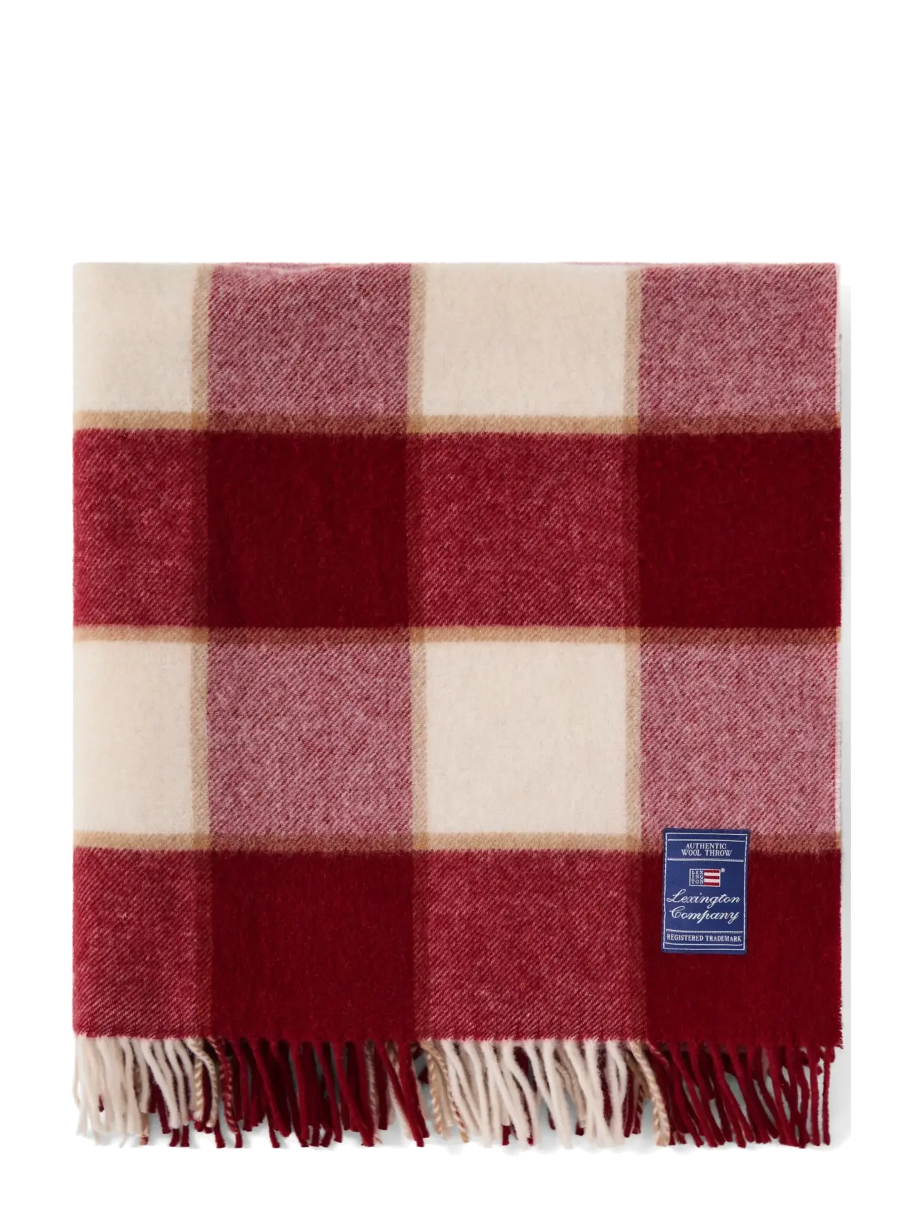 Lexington Home Checked Recycled Wool Throw - Textilien - RED/LT BEIGE/BEIGE / red