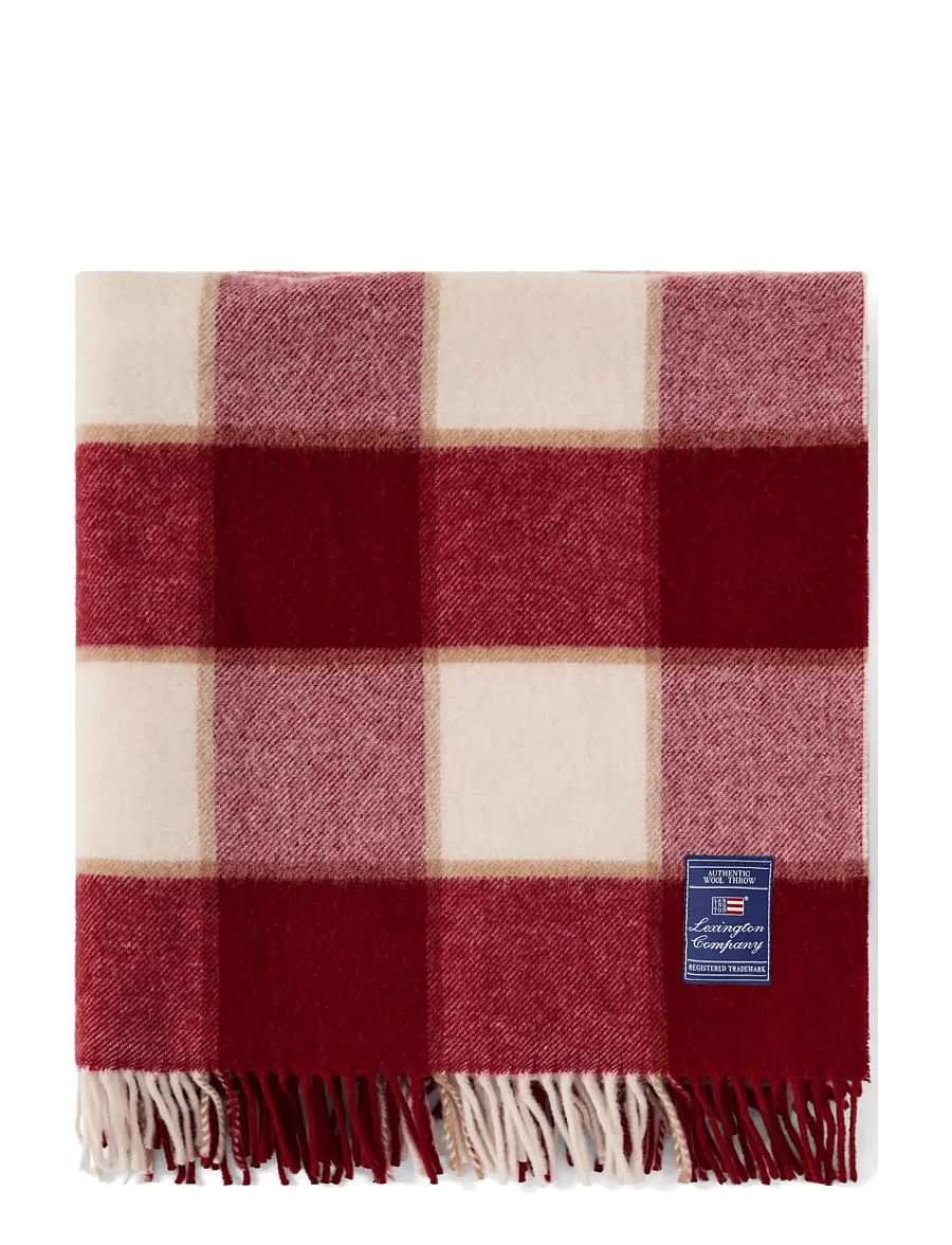 Lexington Home - Checked Recycled Wool Throw - red/lt beige/beige - 0