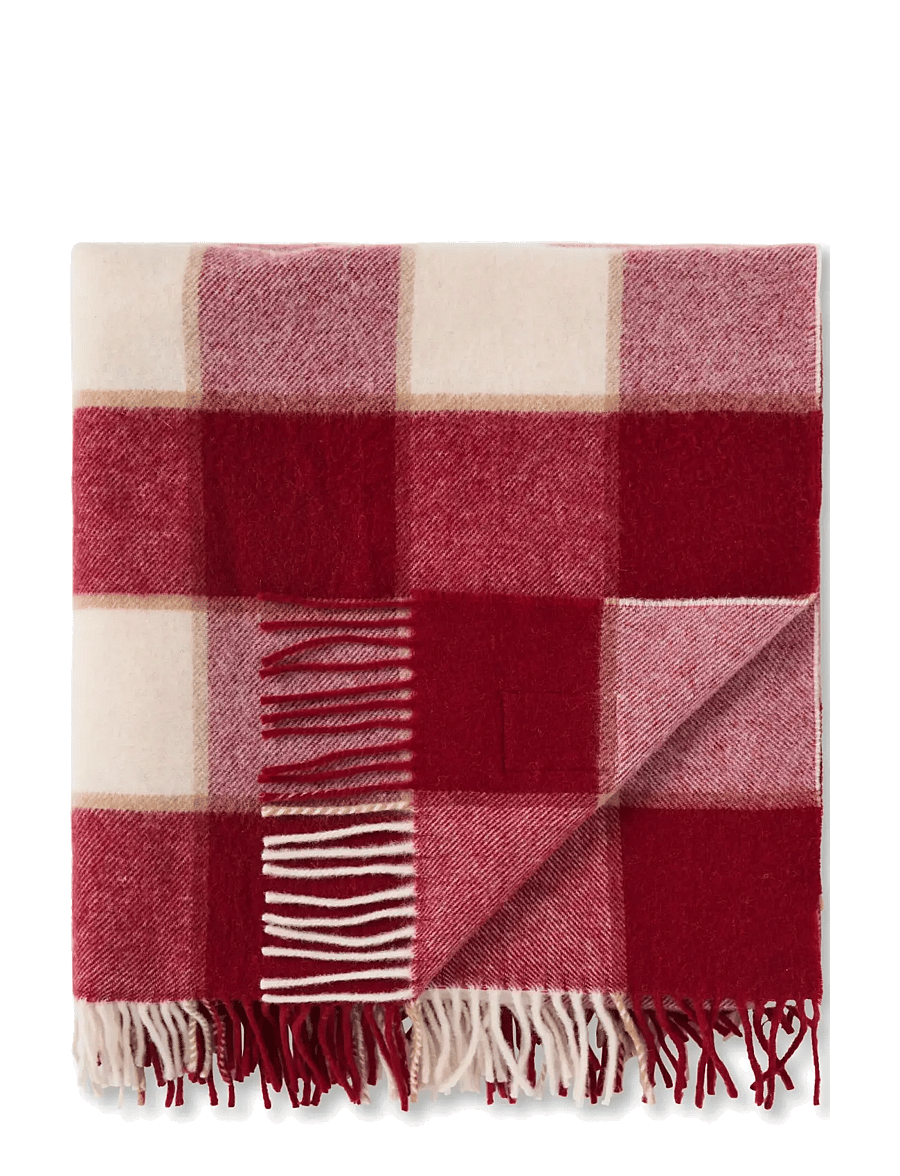 Lexington Home - Checked Recycled Wool Throw - red/lt beige/beige - 1