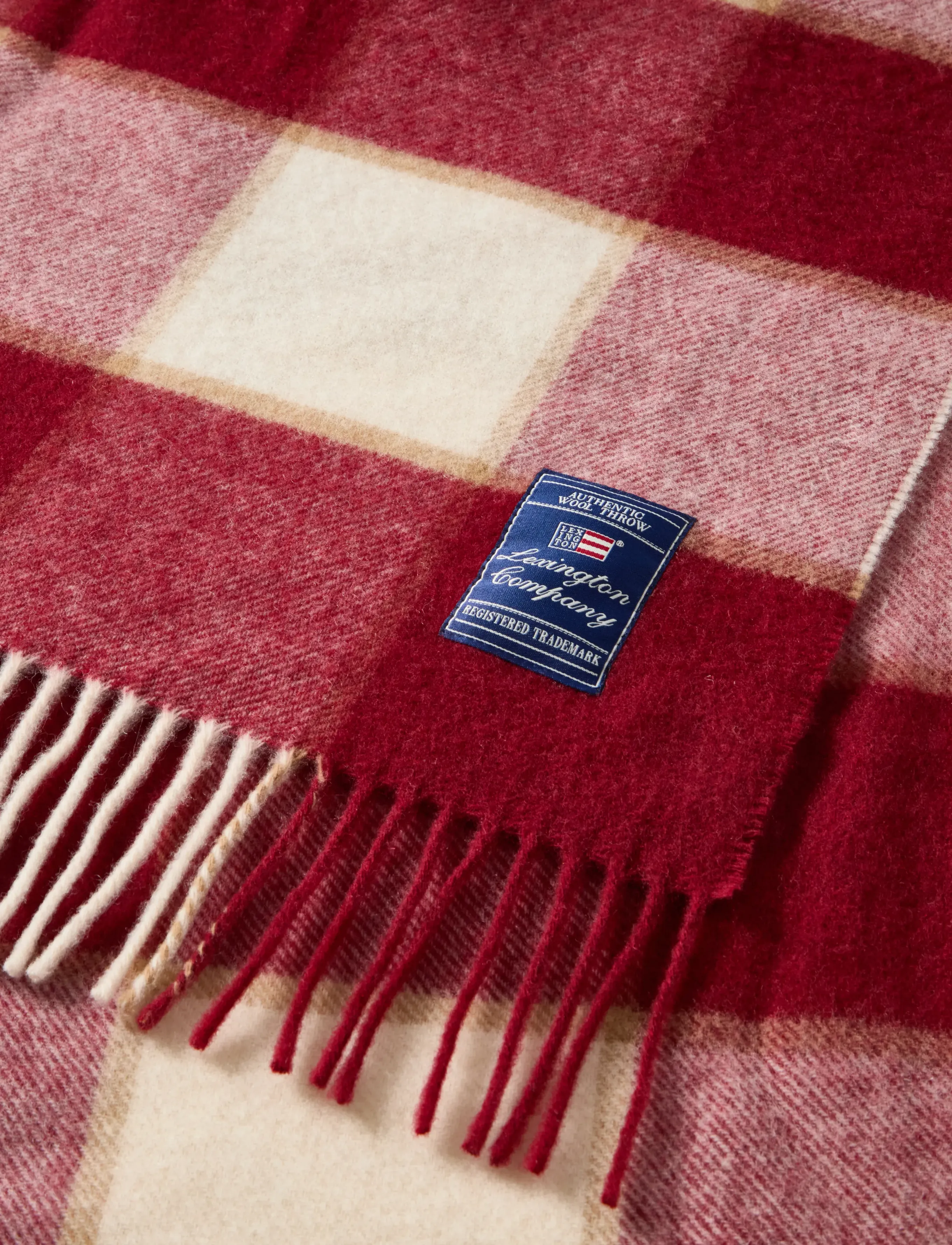 Lexington Home - Checked Recycled Wool Throw - red/lt beige/beige - 2