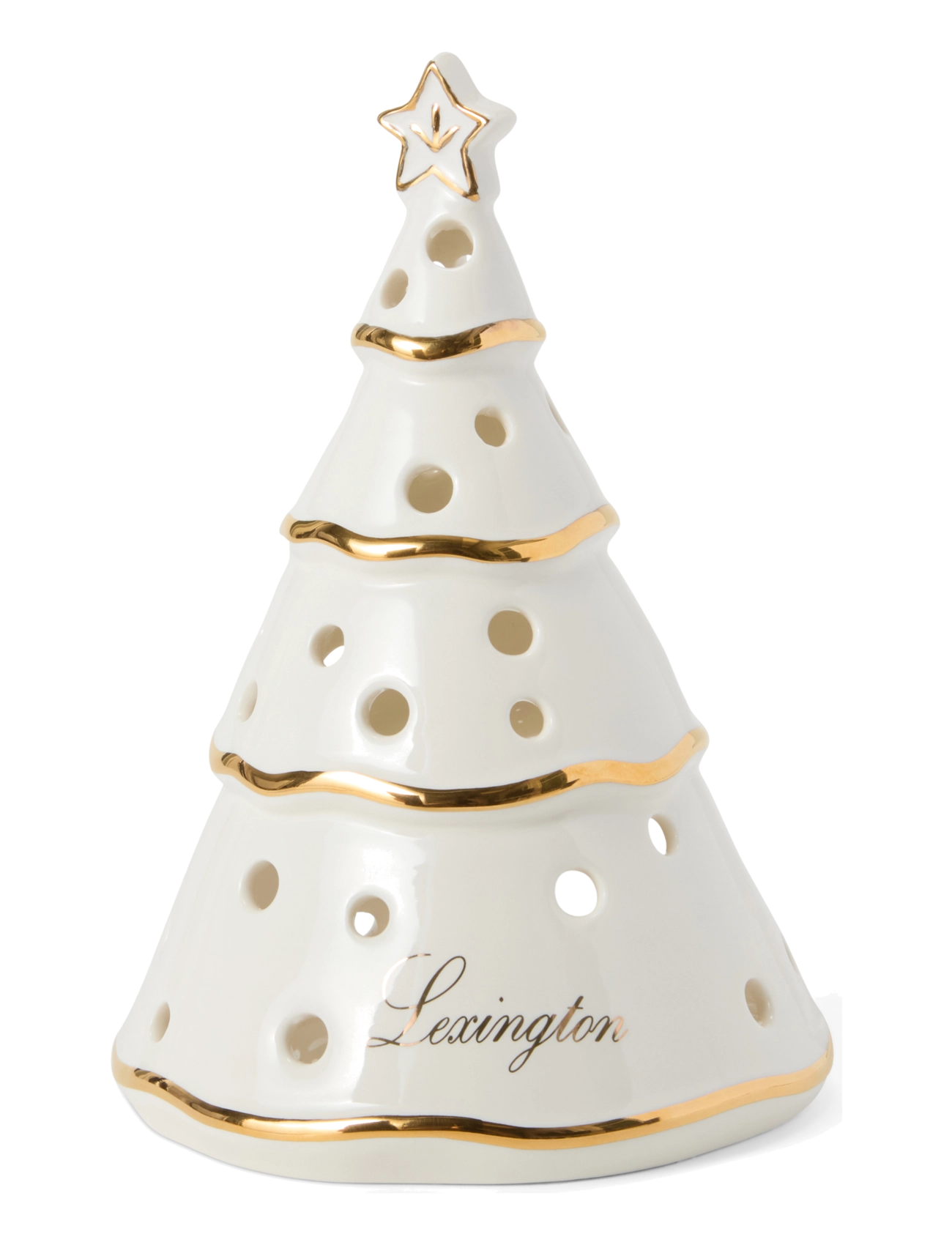Lexington Home Christmas Tree Stoneware Lantern - Lexington Clothing - WHITE/GOLD / white