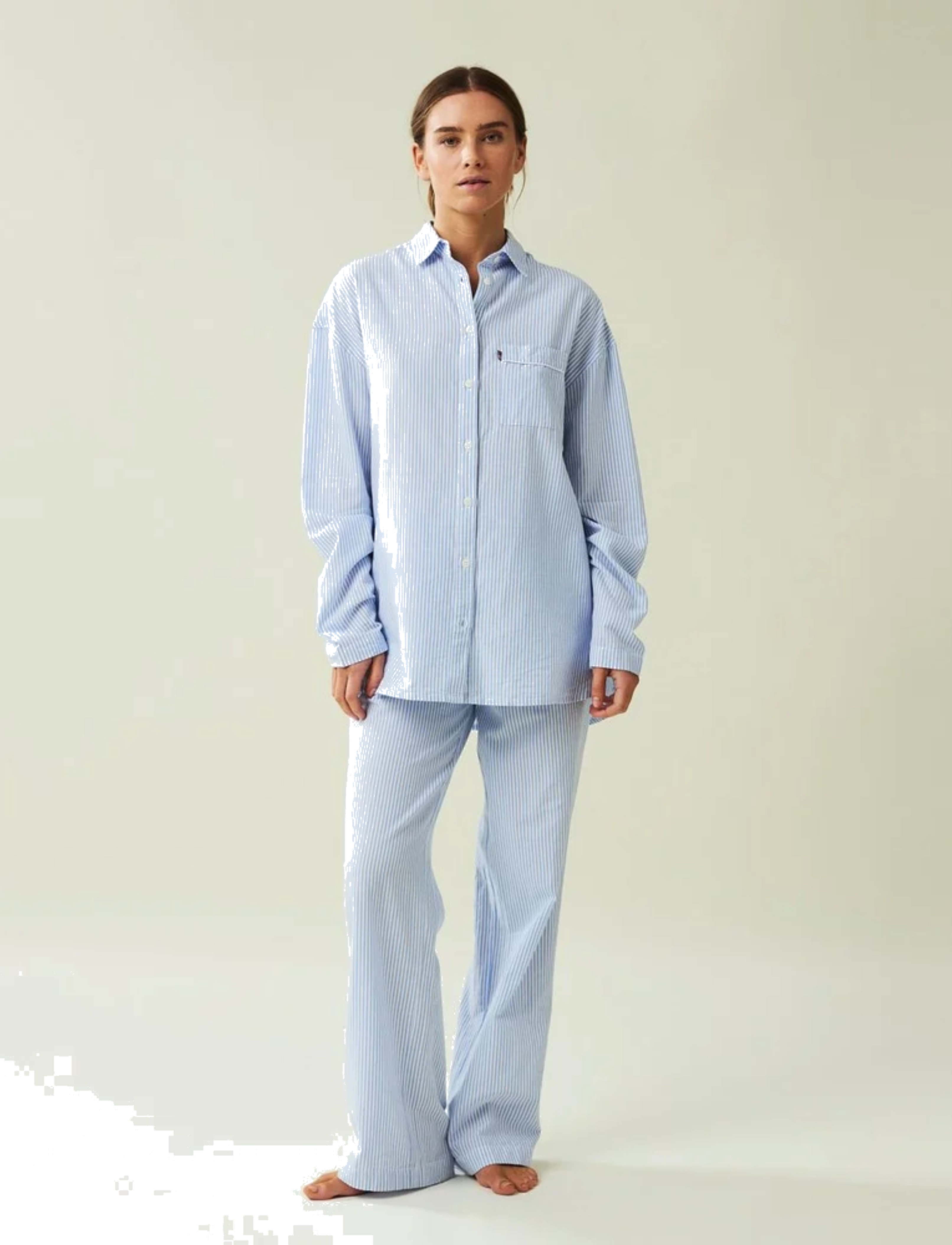 Lexington Home Icons Jennifer Organic Cotton Light Oxford Pajama, S, Night & Loungewear, Blau - Pyjamas, Frauen