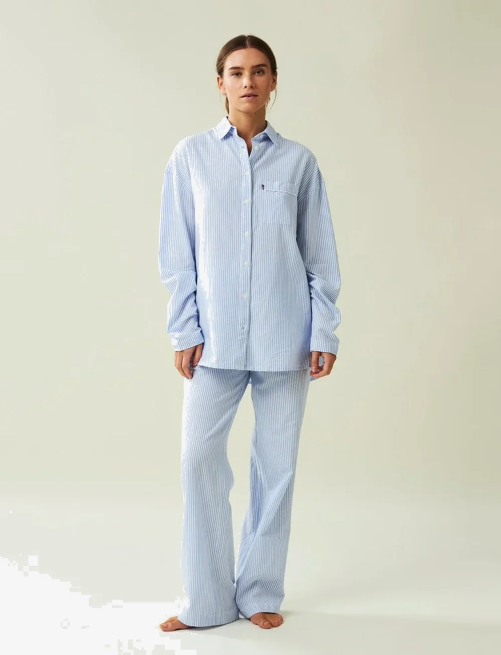 Lexington Home - ICONS Jennifer Organic Cotton Light Oxford Pajama - köp efter pris - blue/white - 0
