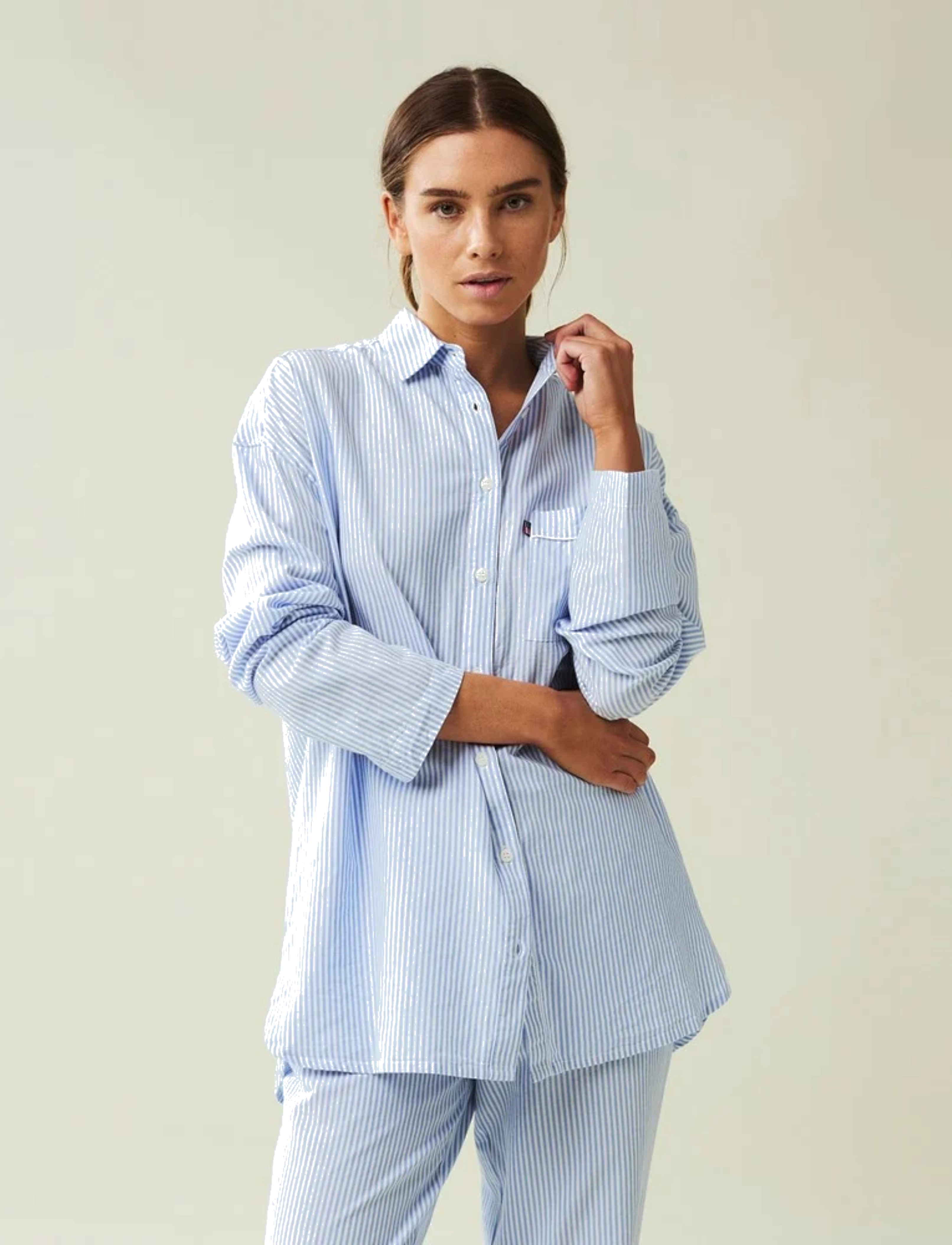 Lexington Home - ICONS Jennifer Organic Cotton Light Oxford Pajama - nach preis einkaufen - blue/white - 3
