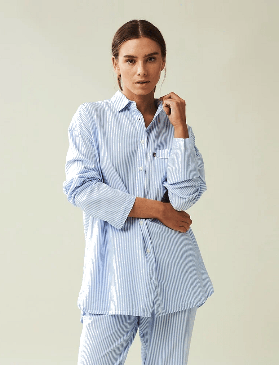 Lexington Home - ICONS Jennifer Organic Cotton Light Oxford Pajama - nach preis einkaufen - blue/white - 3
