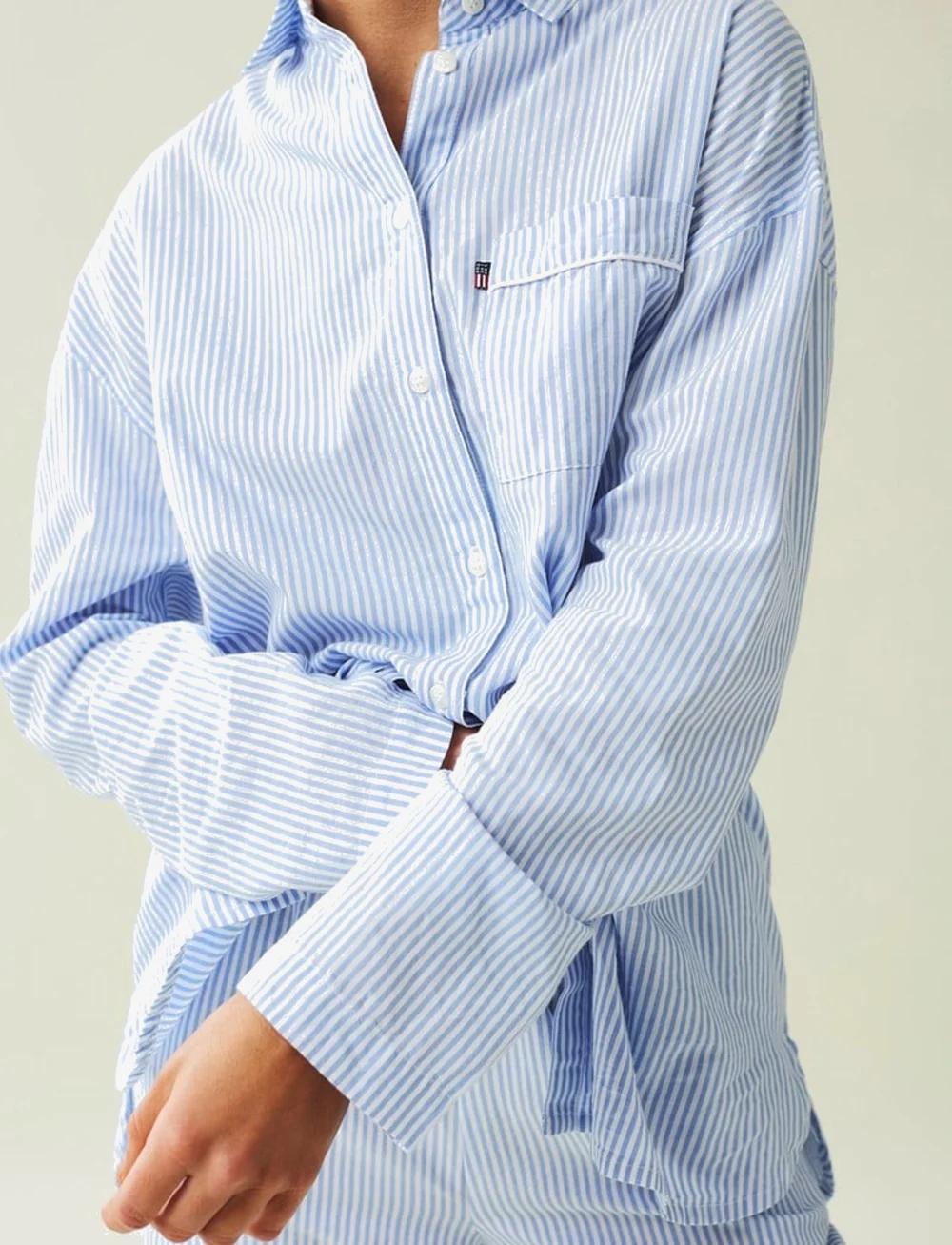 Lexington Home - ICONS Jennifer Organic Cotton Light Oxford Pajama - köp efter pris - blue/white - 4