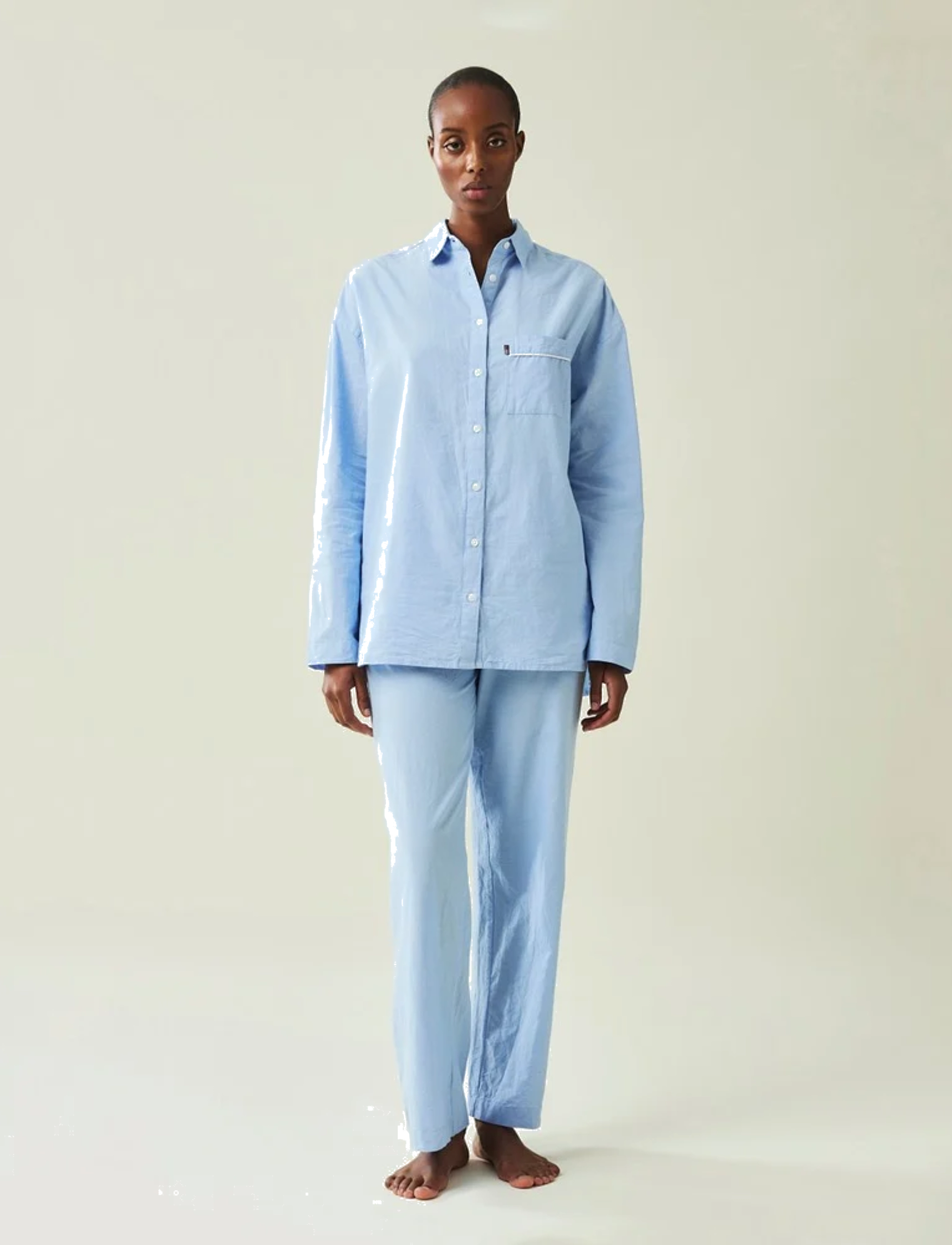 Lexington Home Icons Jennifer Organic Cotton Light Oxford Pajama, L, Night & Loungewear, Blau - Pyjamas, Frauen