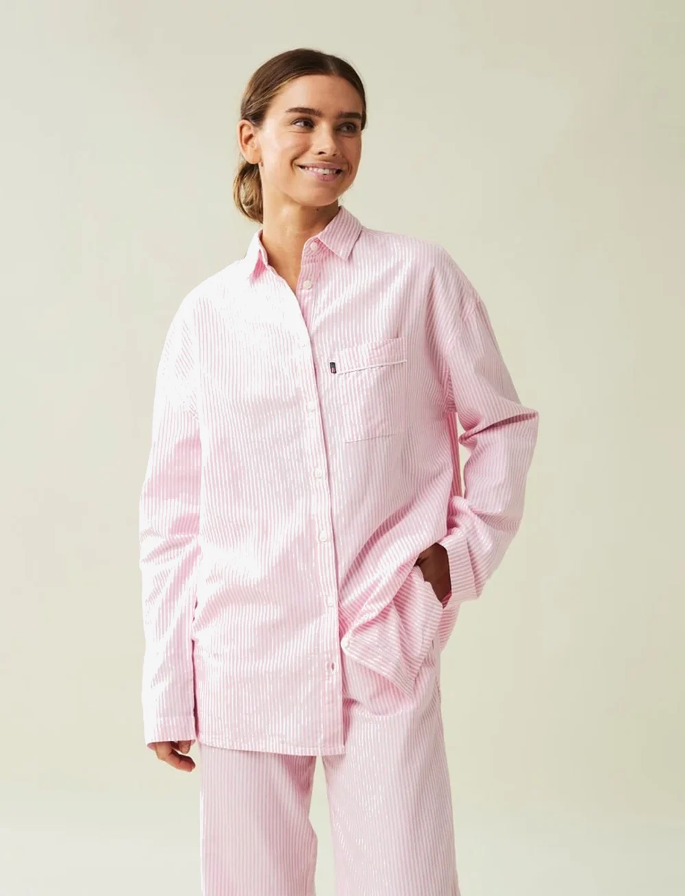 Lexington Home - ICONS Jennifer Organic Cotton Light Oxford Pajama - Über chf100 - pink/white - 3
